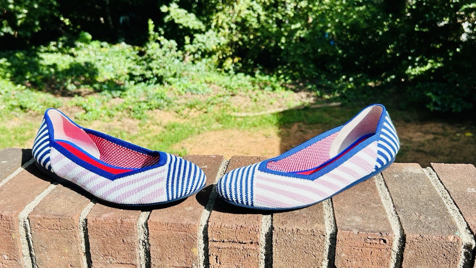 NWOT ROTHYS Pink Mixed Stripe Flat Rare Retired Size US 9