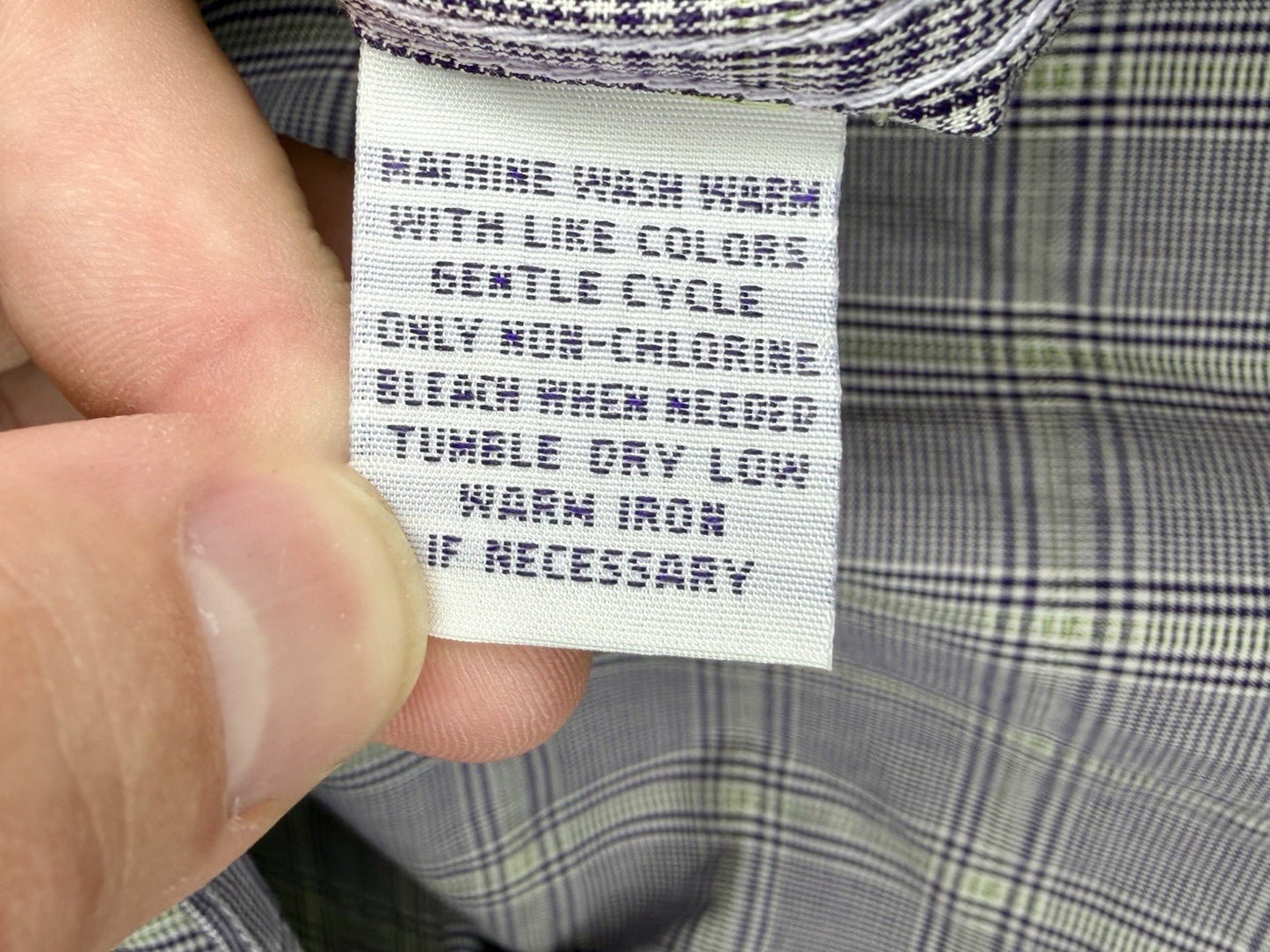 Alan Flusser Men's L Purple Lavender Plaid Check Button Up Long Sleeve Shirt