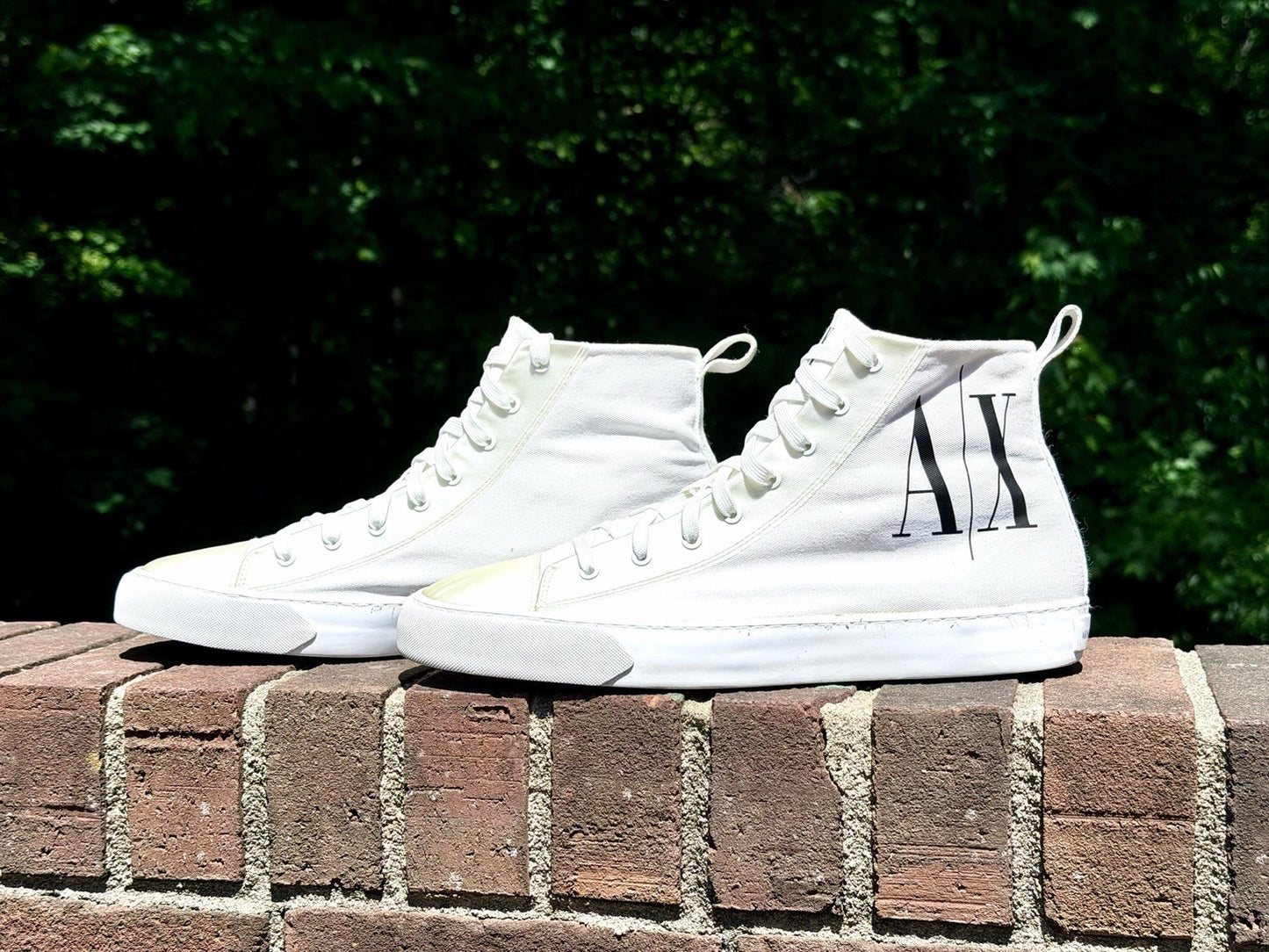 Armani Exchange Men's High Top Icon Logo Canvas Sneakers White Size 11 Excellent