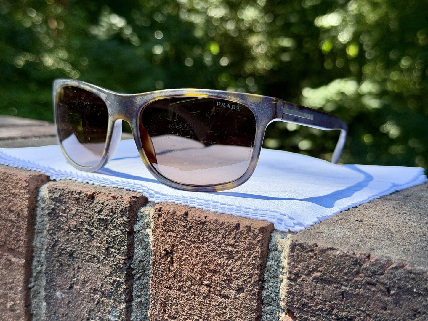 Prada SPR 15R HAQ-4J1 Sunglasses Tortoise Gray Plaque Square 60 18 140 Men Women