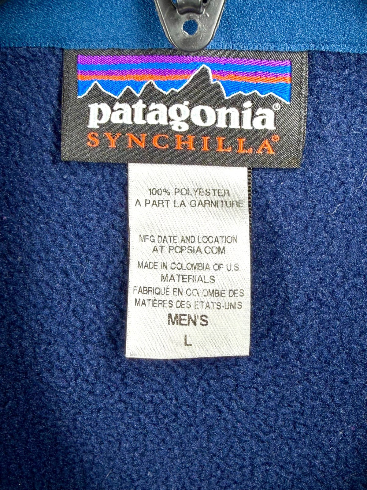 Patagonia Men's Large Blue Simple Synchilla Full Zip Fleece Jacket