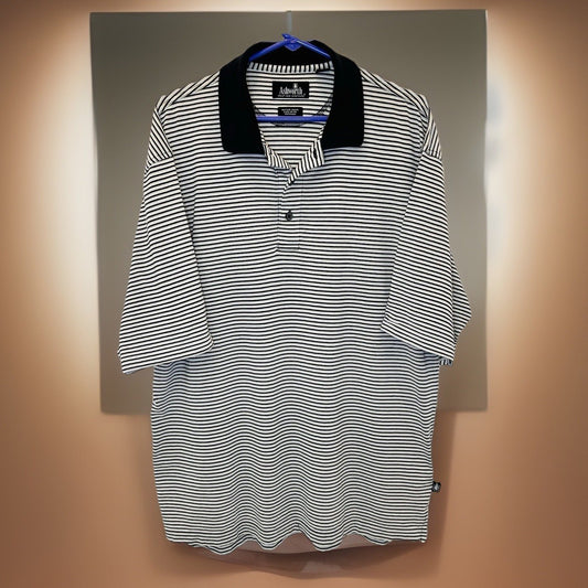 Ashworth Polo Striped Golf Shirt - White/Navy - Men’s XL - Breathable