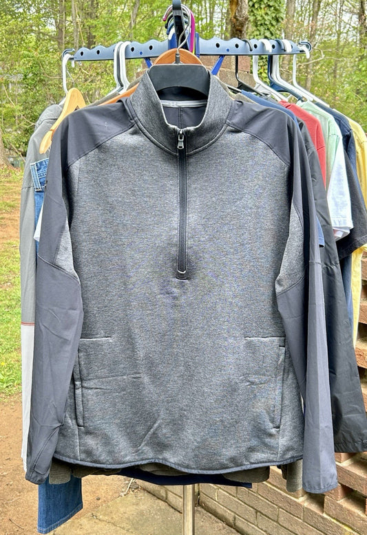 UNDER ARMOUR LOOSE ColdGear Mens Large 1/4 Zip Pullover Lightweight Fleece Gray