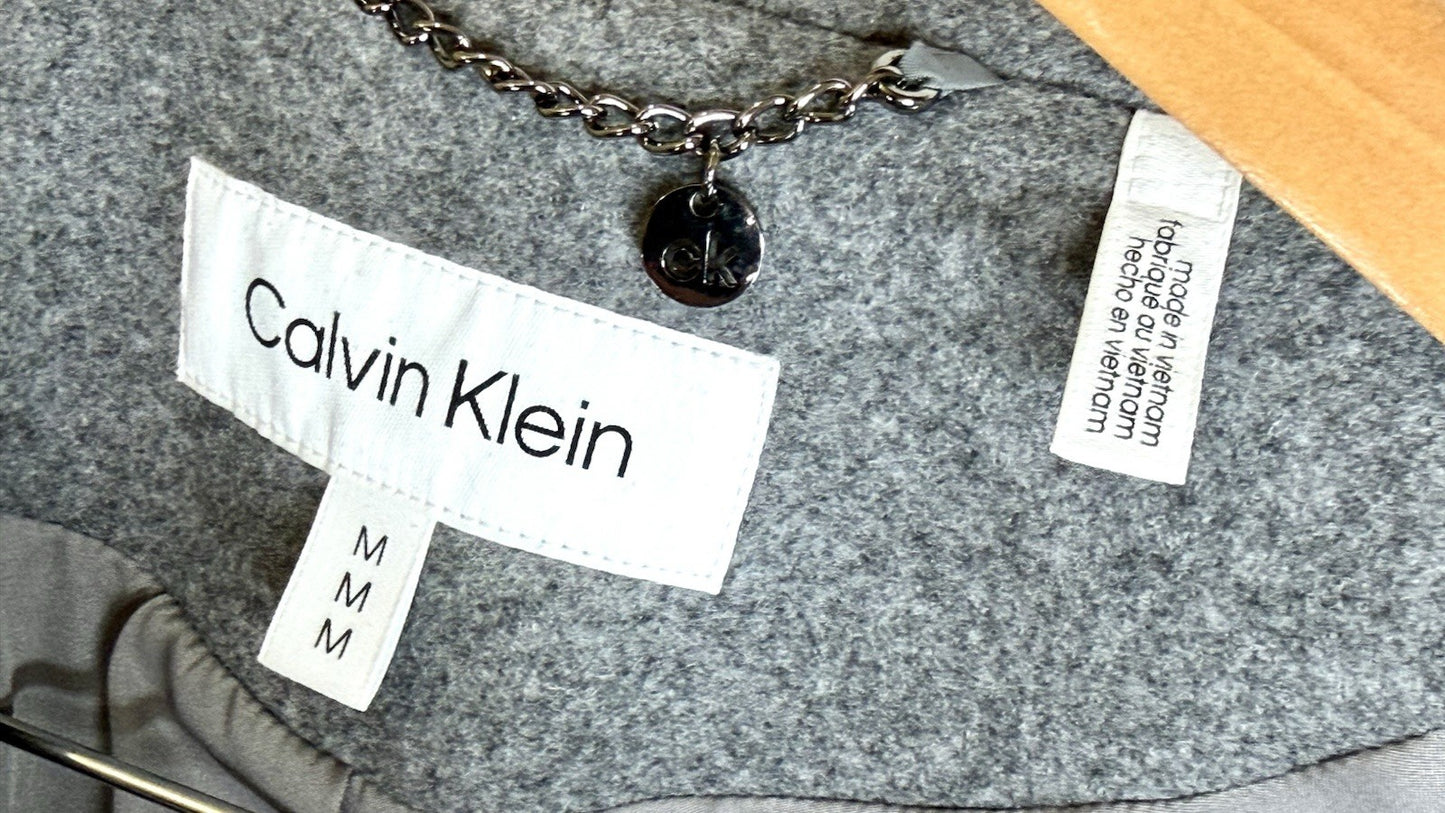 Calvin Klein Gray Double Breasted Mid-Length Pea Coat Women Long Sleeve Size M