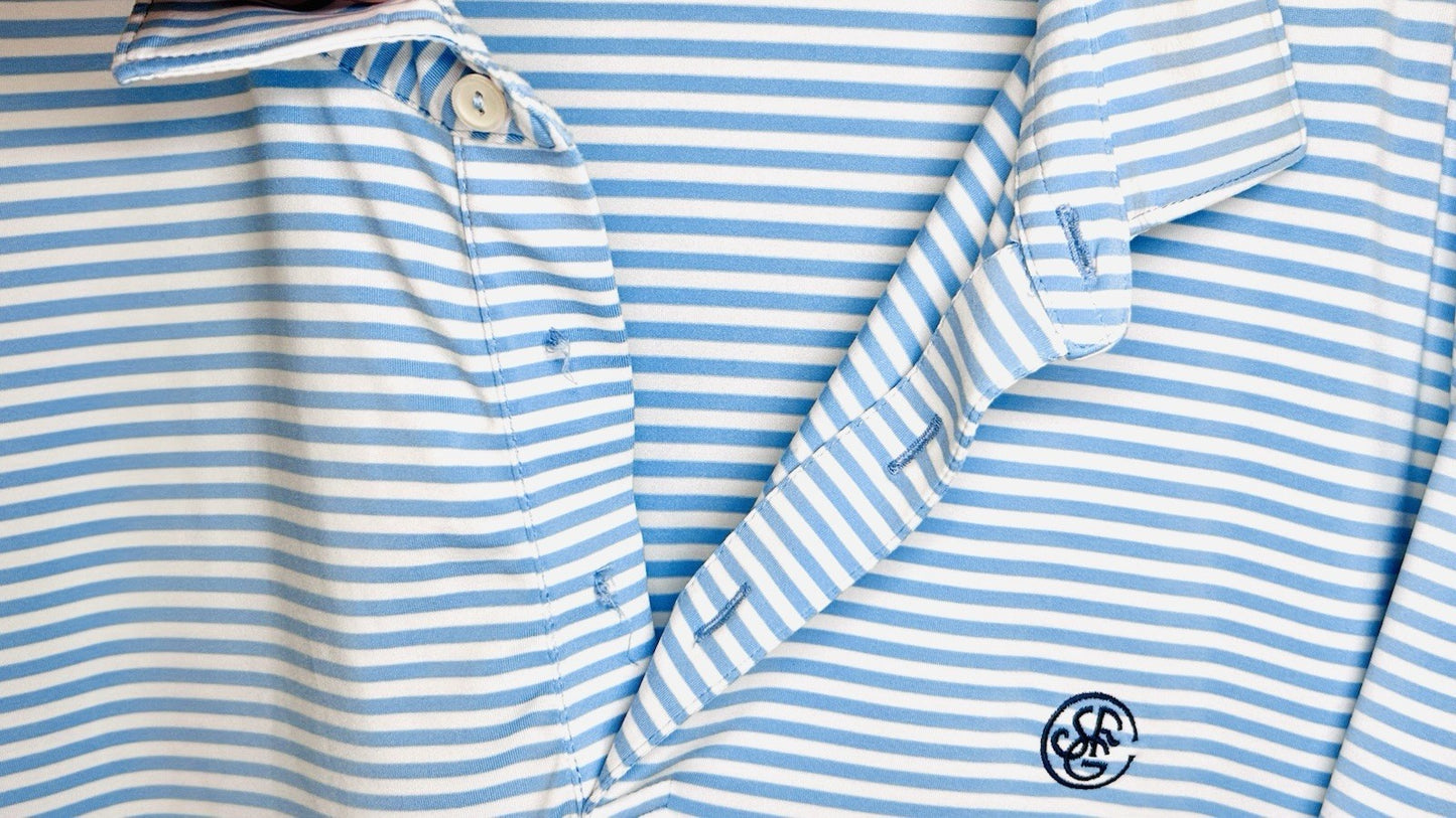Peter Millar Polo XL Crown Crafted Performance Blue Striped Golf Shirt Collared