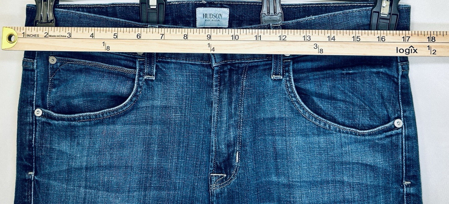 Hudson Jeans Mens 33x32 Byron Five Pocket Straight Blue Button-Fly Preppy City
