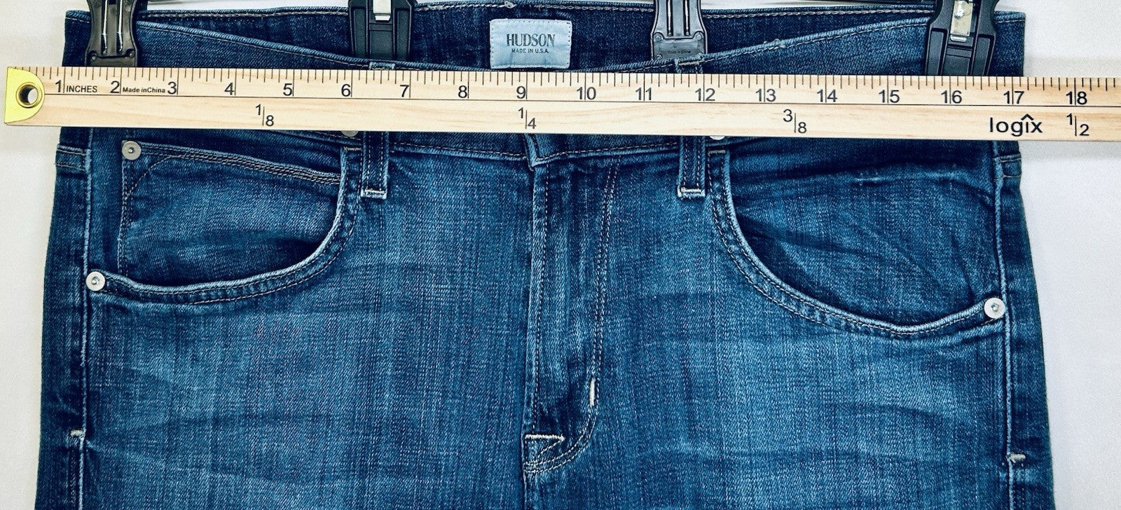Hudson Jeans Mens 33x32 Byron Five Pocket Straight Blue Button-Fly Preppy City