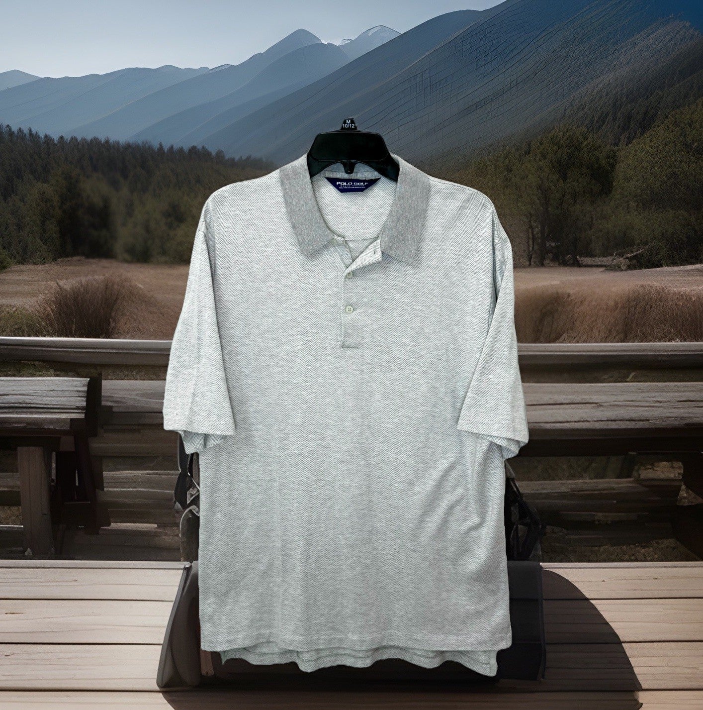 Polo Golf Ralph Lauren Pima Cotton Polo Shirt Men L Gray Herringbone Knit Luxury