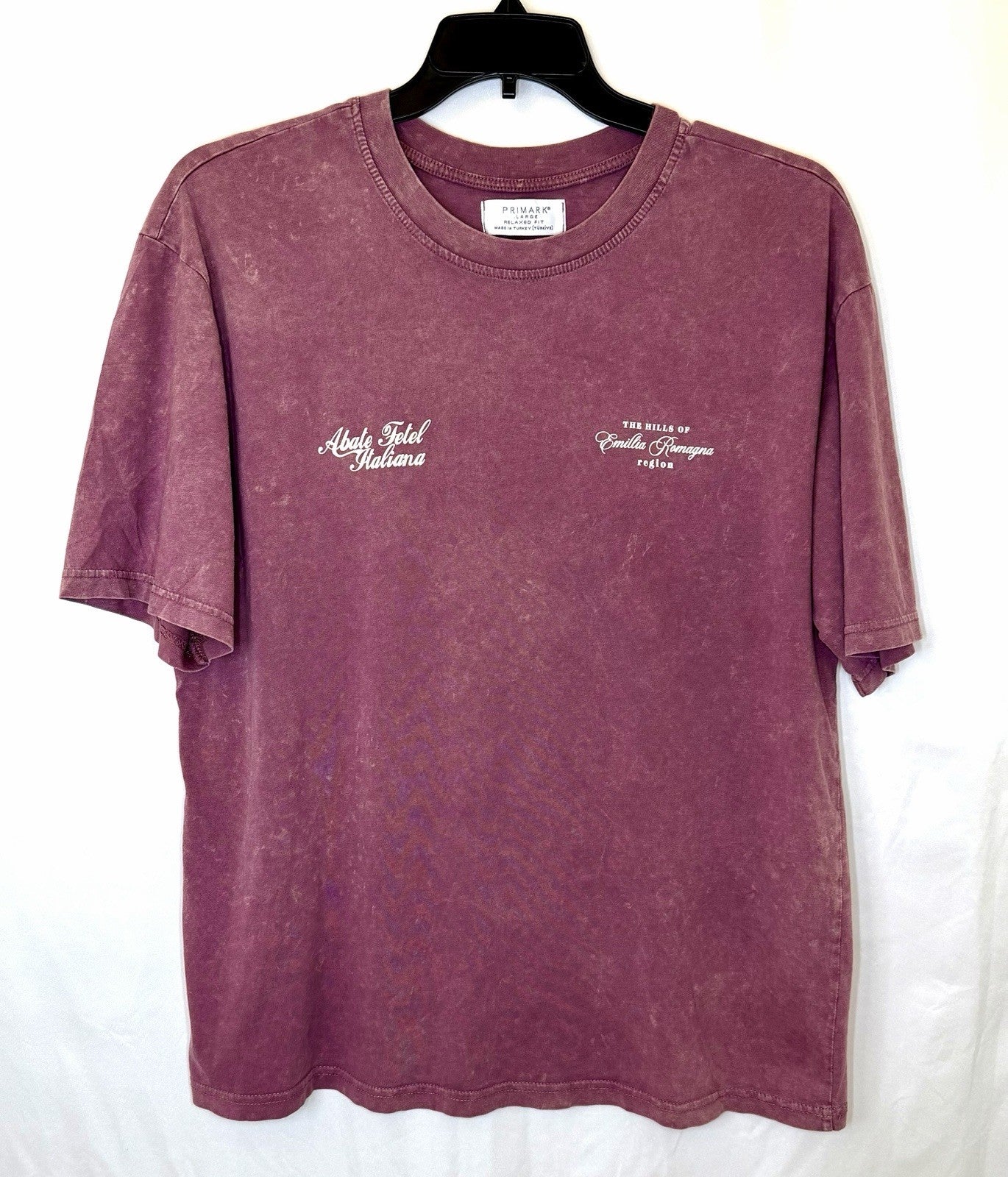 Primark Men’s Large Relaxed Fit Heather Burgandy “Pears” T-shirt