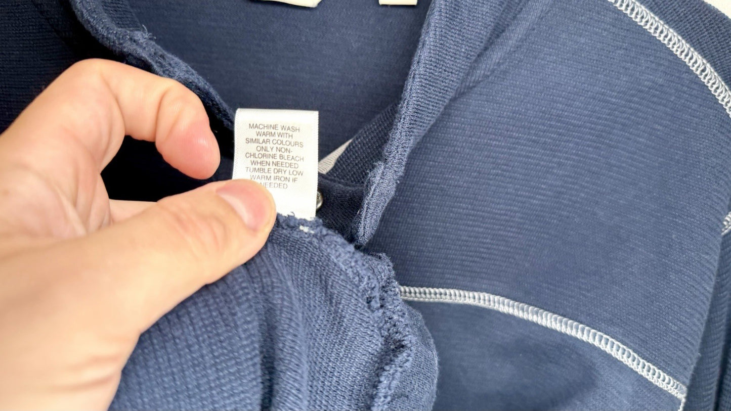 Rowm Men Sweater Pullover  X-Large XL Slub Quarter Snap  100% Cotton Blue