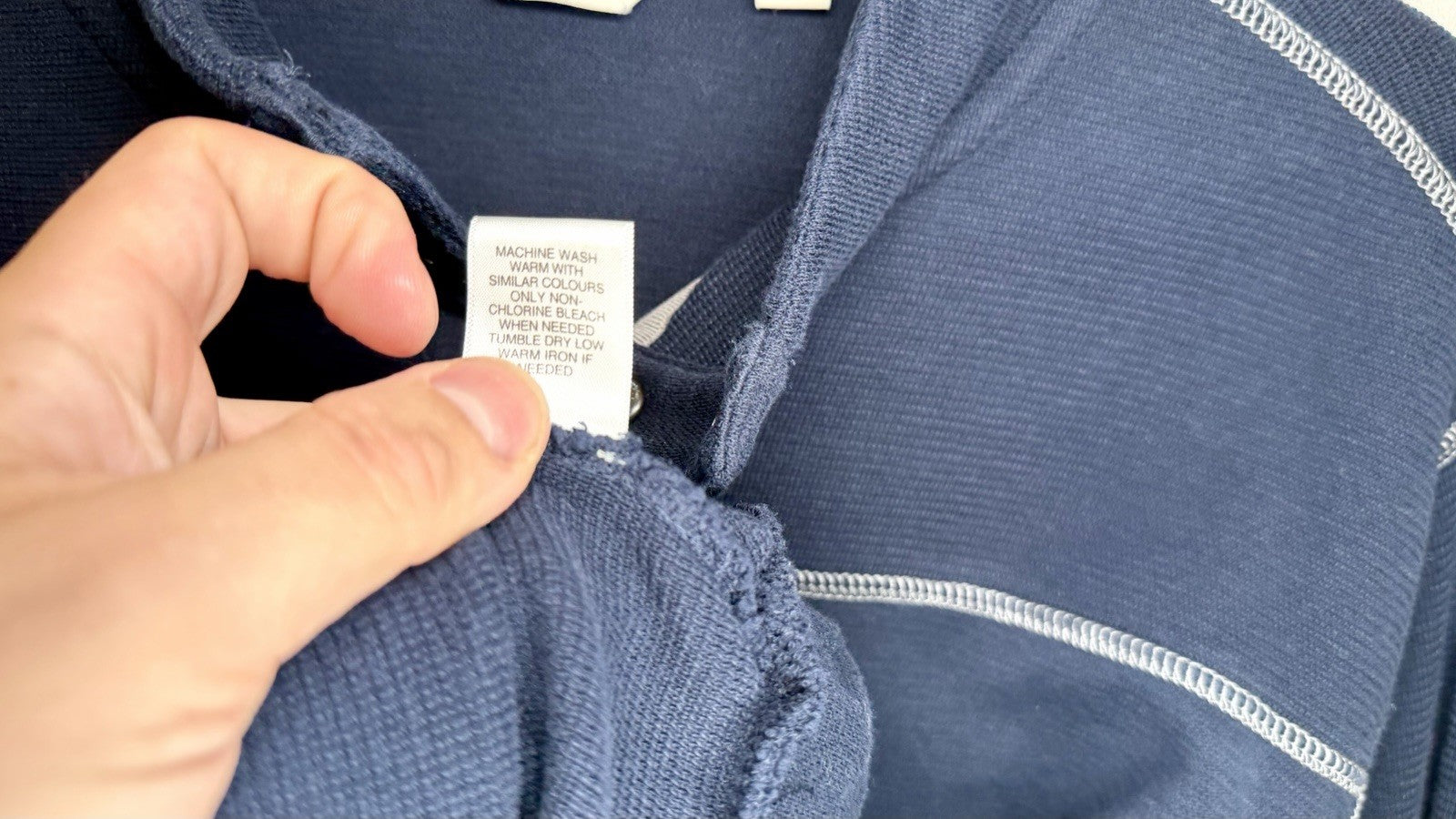 Rowm Men Sweater Pullover  X-Large XL Slub Quarter Snap  100% Cotton Blue