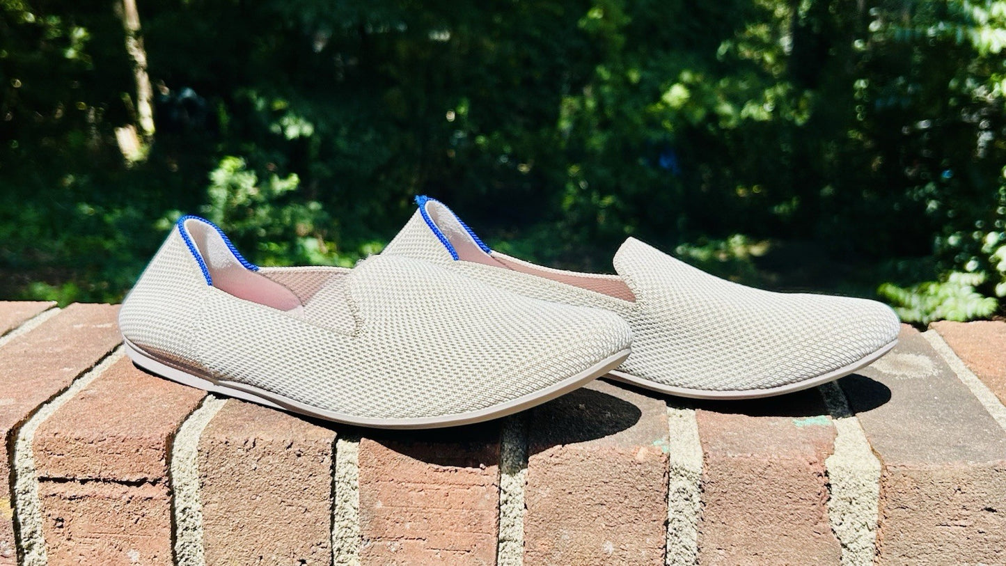 NWOT Rothy's the Loafer in Linen Double Stitch Size 9 -Brown White Slip On Flats