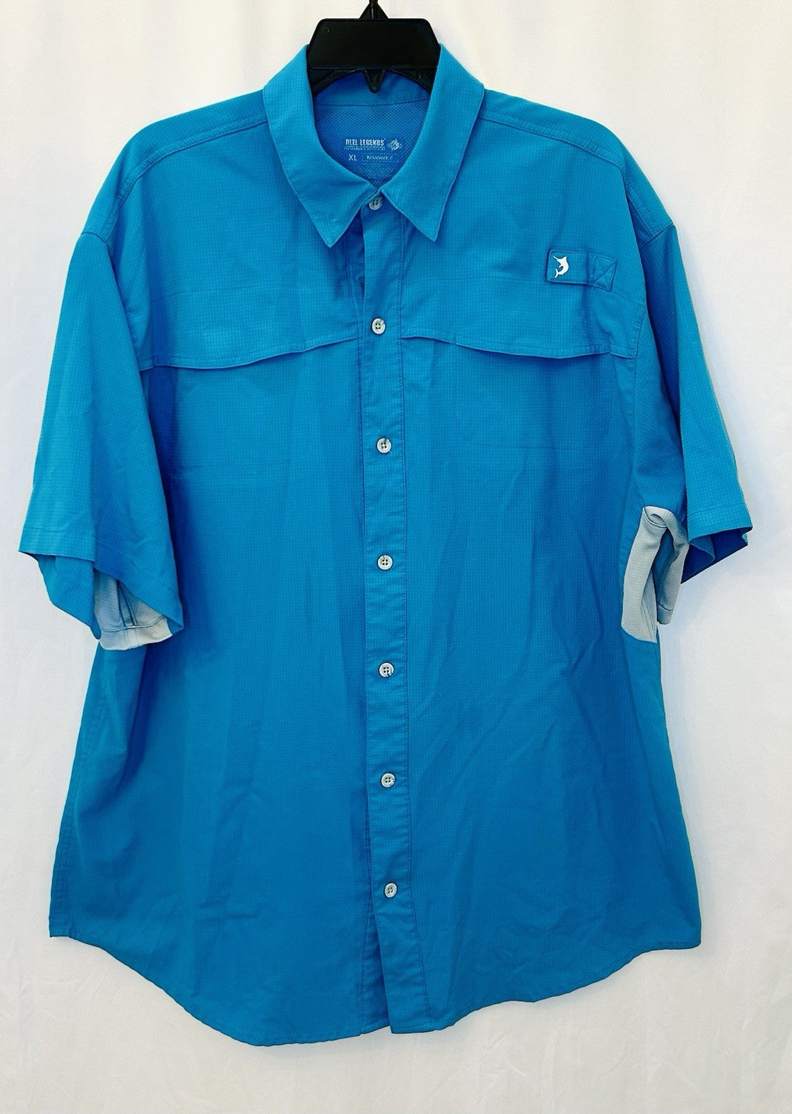 Reel Legends Shirt Adult XL Aqua Blue Vented Short Sleeve Fishing Hiking