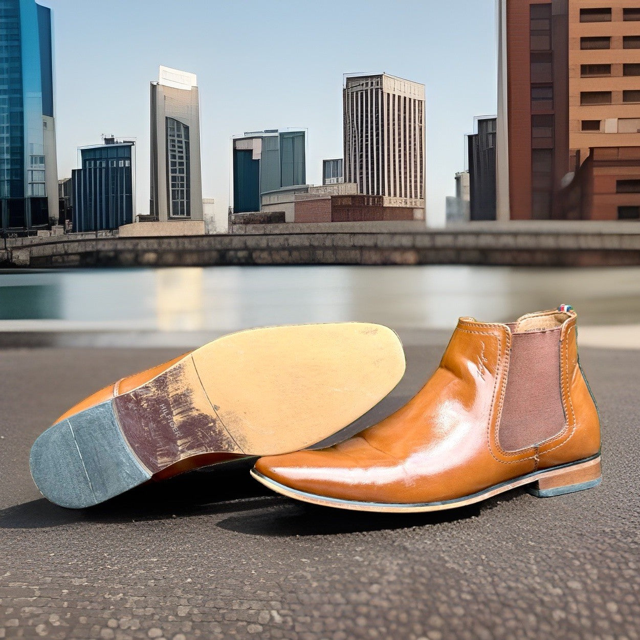 Tommy Hilfiger Men’s Chelsea Boots Tan Brown Leather Ankle Dress Shoes Size 11.5