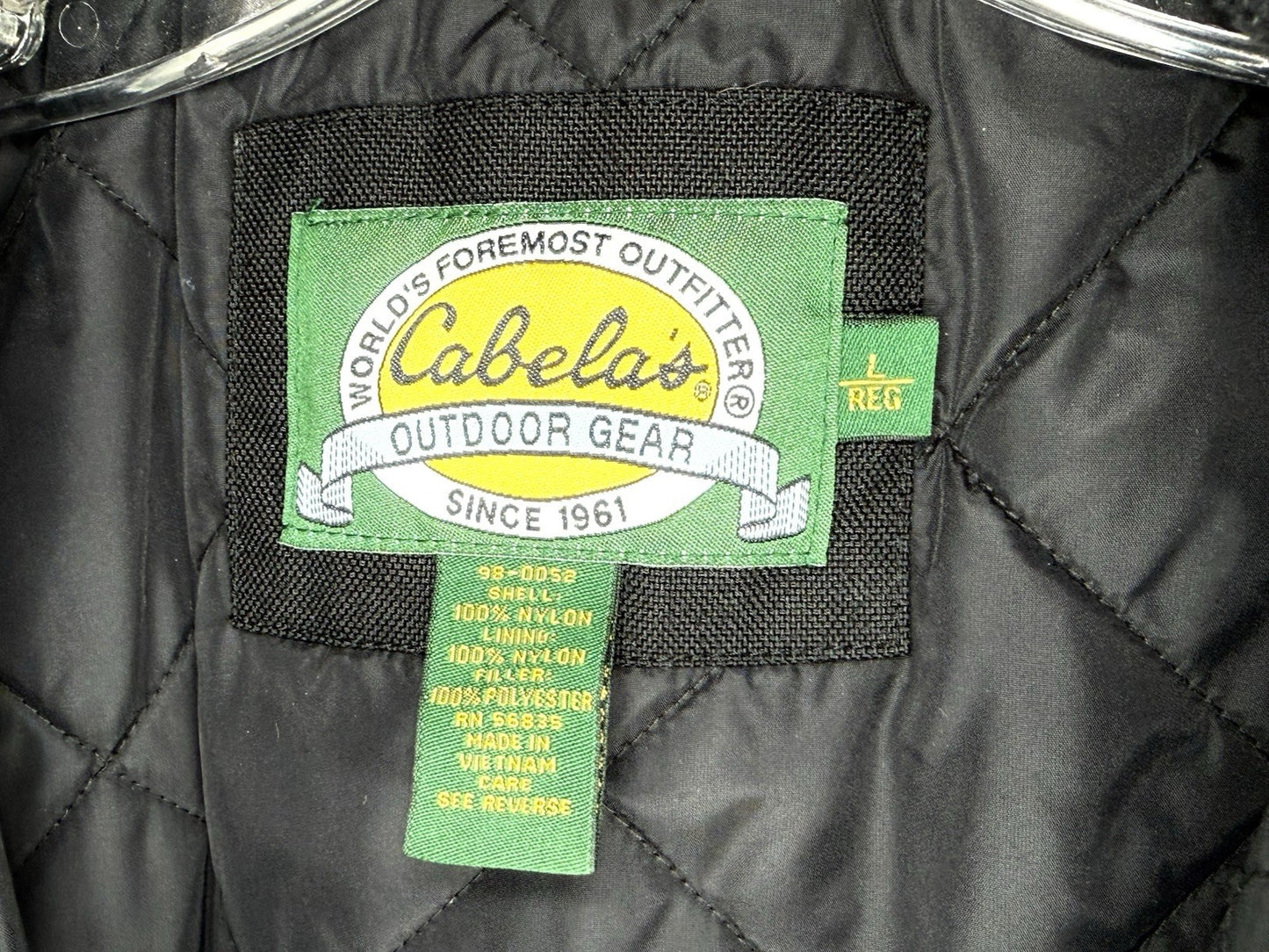 Vintage Cabelas Outdoor Gear Jacket Mens L Black Nylon Quilted Insulated Work