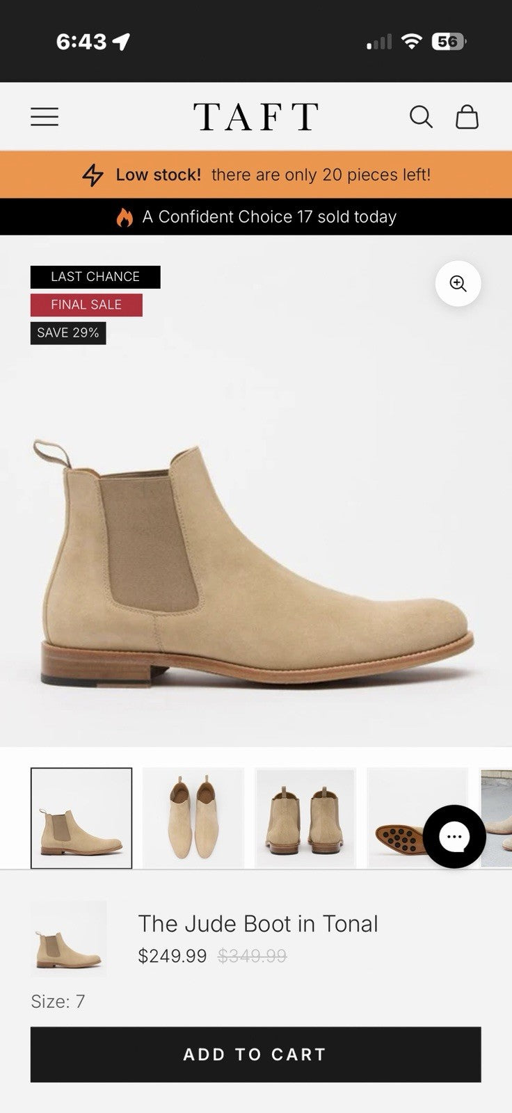 Taft The Judge Boot in Tonal-Men’s Size 43 (US Size 10-10.5) / $349 Retail New!