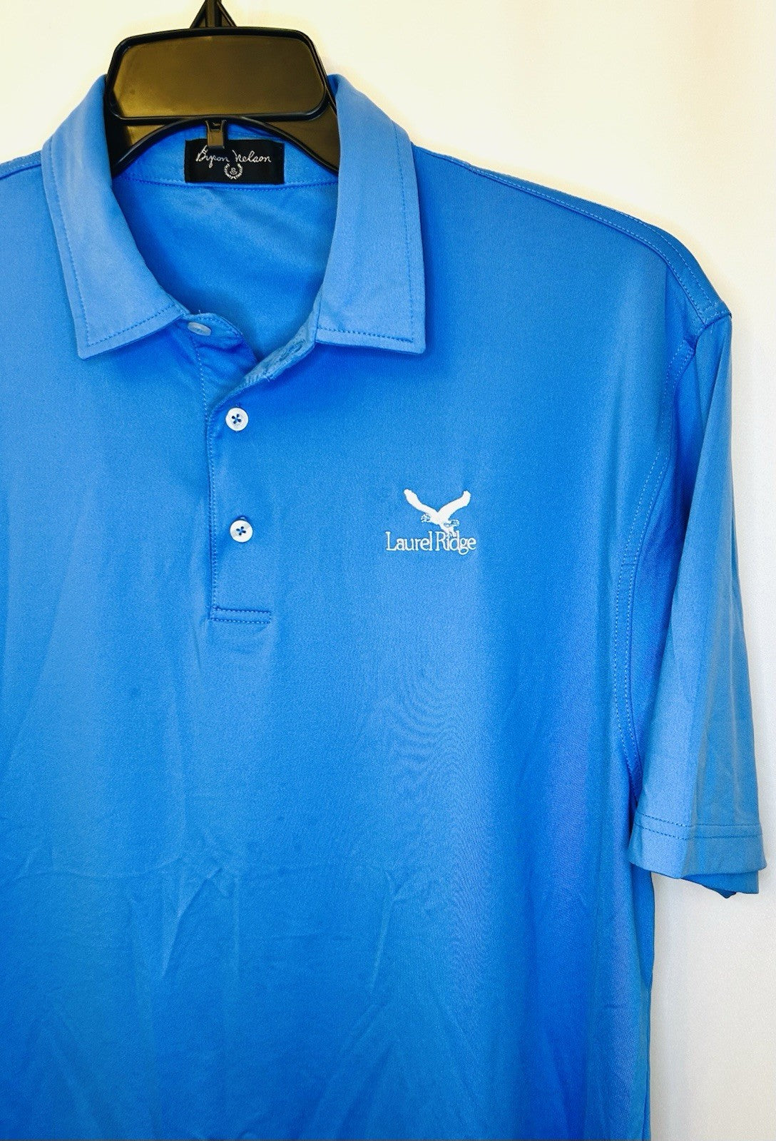 Men's Byron Nelson Basic Collared Solid Blue  Polo Shirt Size Largesl
