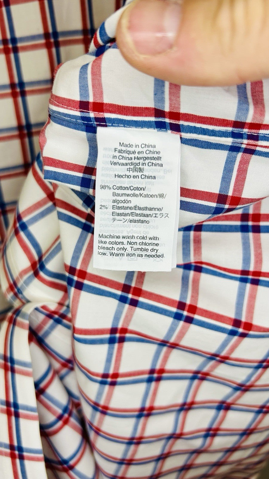 J.Crew Flex Wrinkle Free / Red/Blue Checkered Button Up / Men’s Large 16-16 1/2