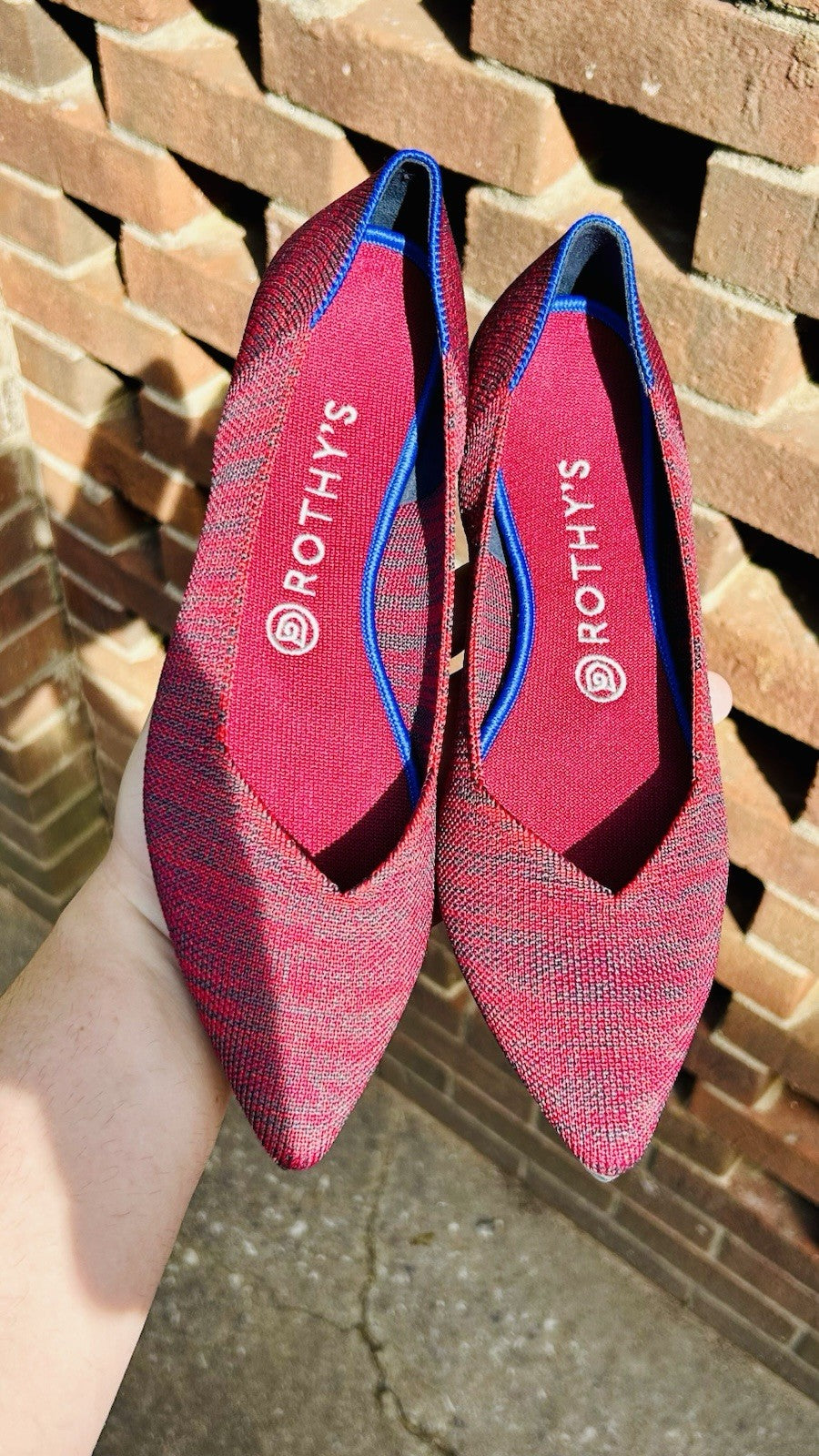 Rothys The Point Ballet Flats Womens W9 Red Knit Fabric Casual Comfort Shoes