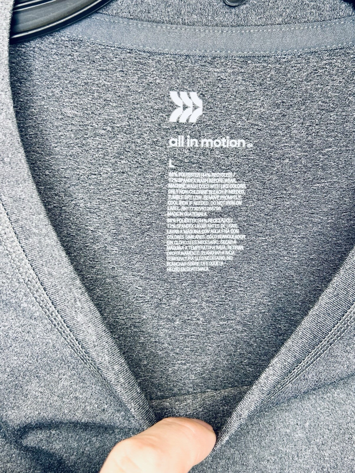 ALL IN MOTION Grey Crewneck Long Sleeve Men's Performance T-Shirt Large