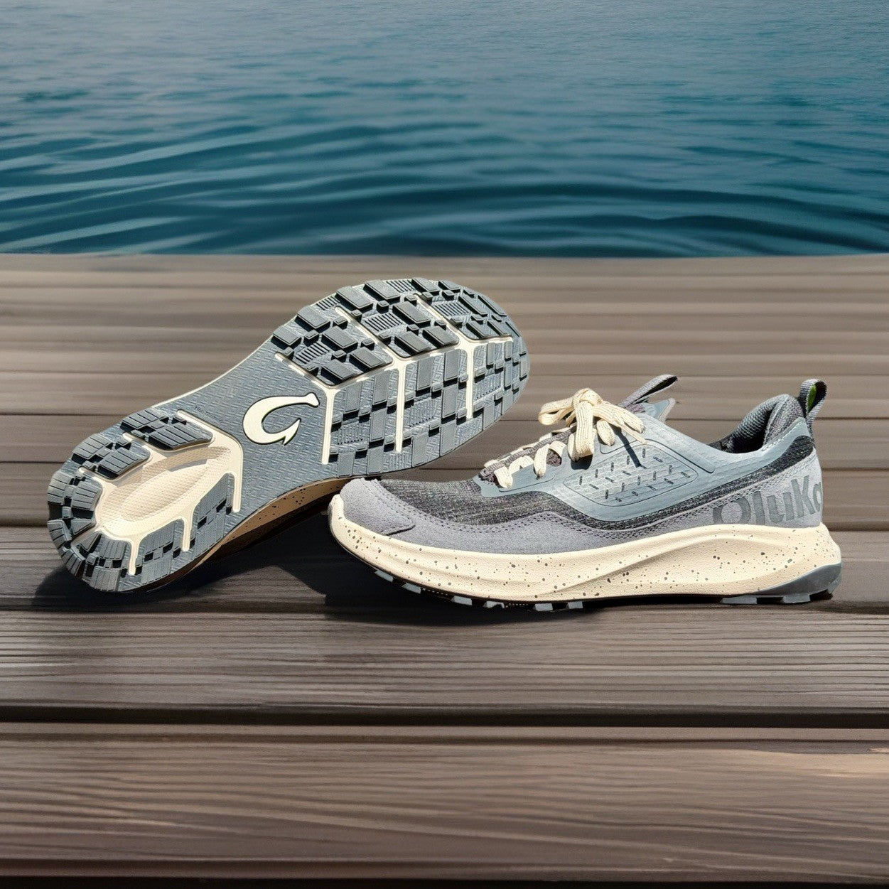 OluKai Makiki Womens Size 9 Trail Running Shoes Dark Gray Suede Worn Once VGC