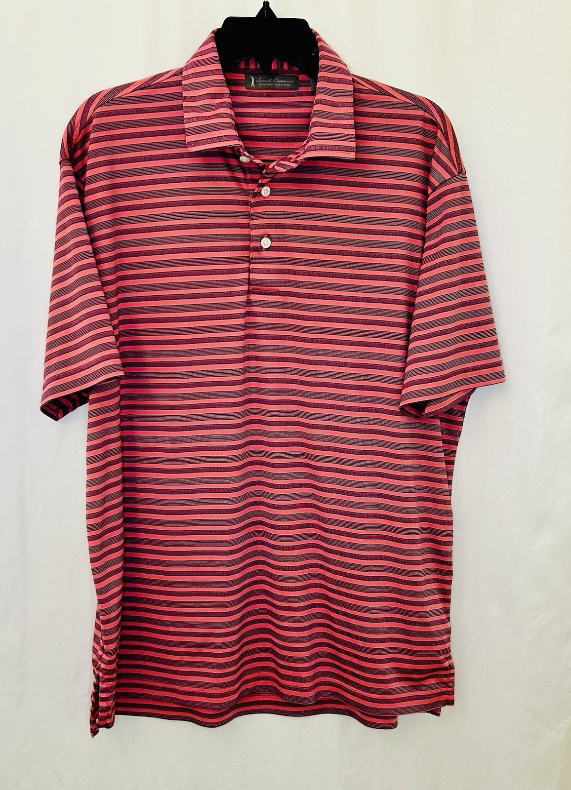 Daniel Cremieux Signature Collection Mens Large Red Striped Athletic Golf Polo
