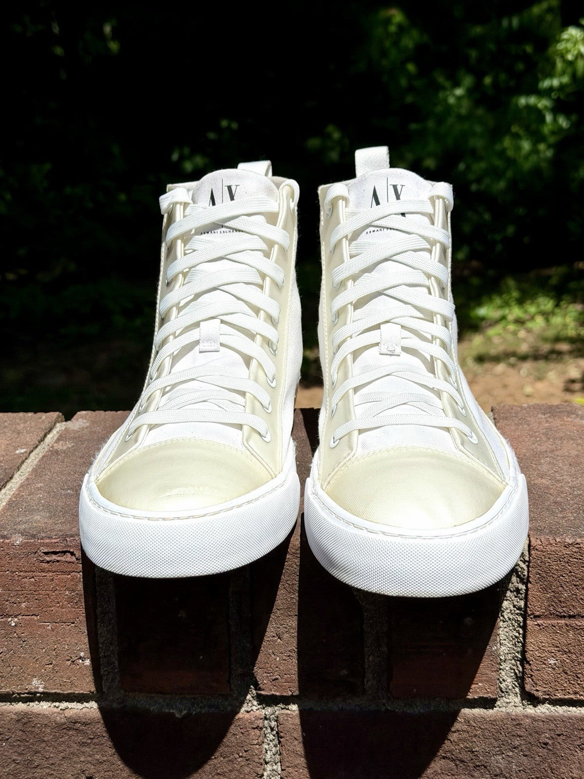 Armani Exchange Men's High Top Icon Logo Canvas Sneakers White Size 11 Excellent