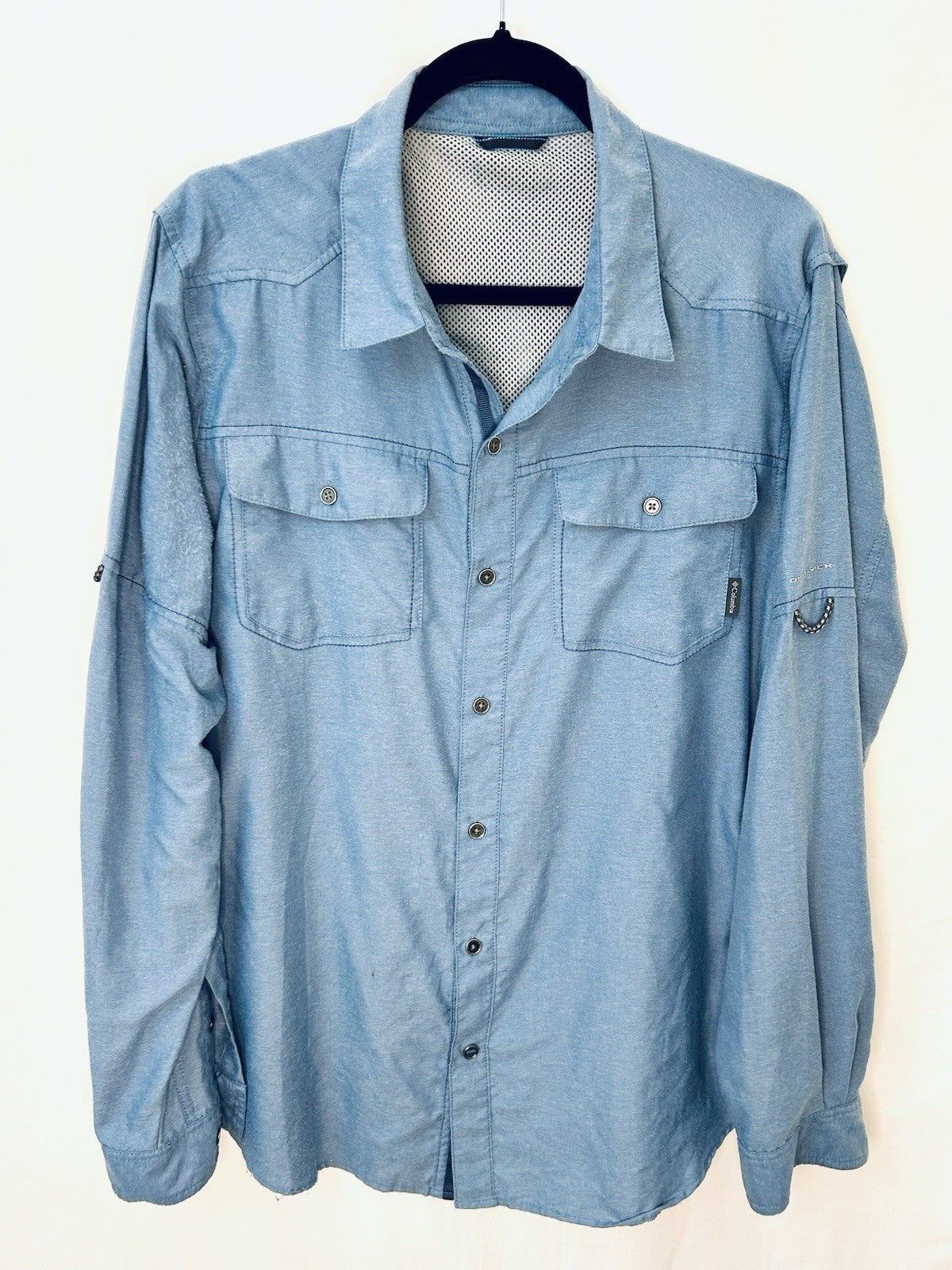 Columbia Men`s Pilsner Peak Ii Long Sleeve Shirt Large Grey Ash