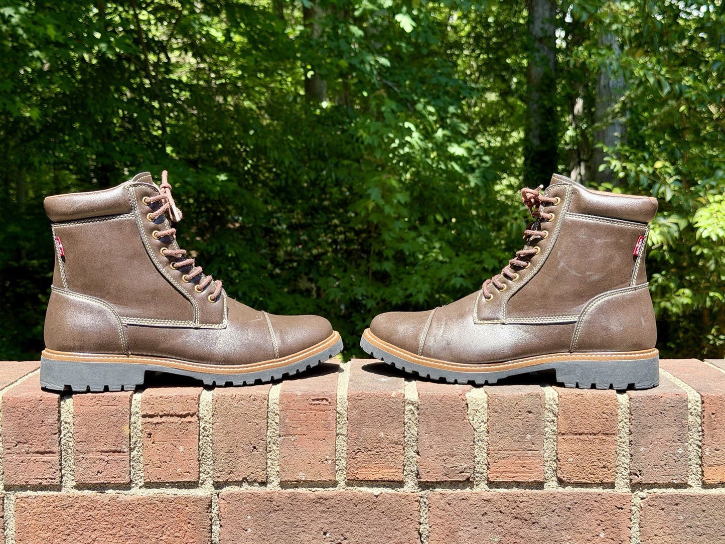 Levi's Mens Wyatt Brown Vegan Leather Lace Up Rugged Casual Boots Size 10 NEW