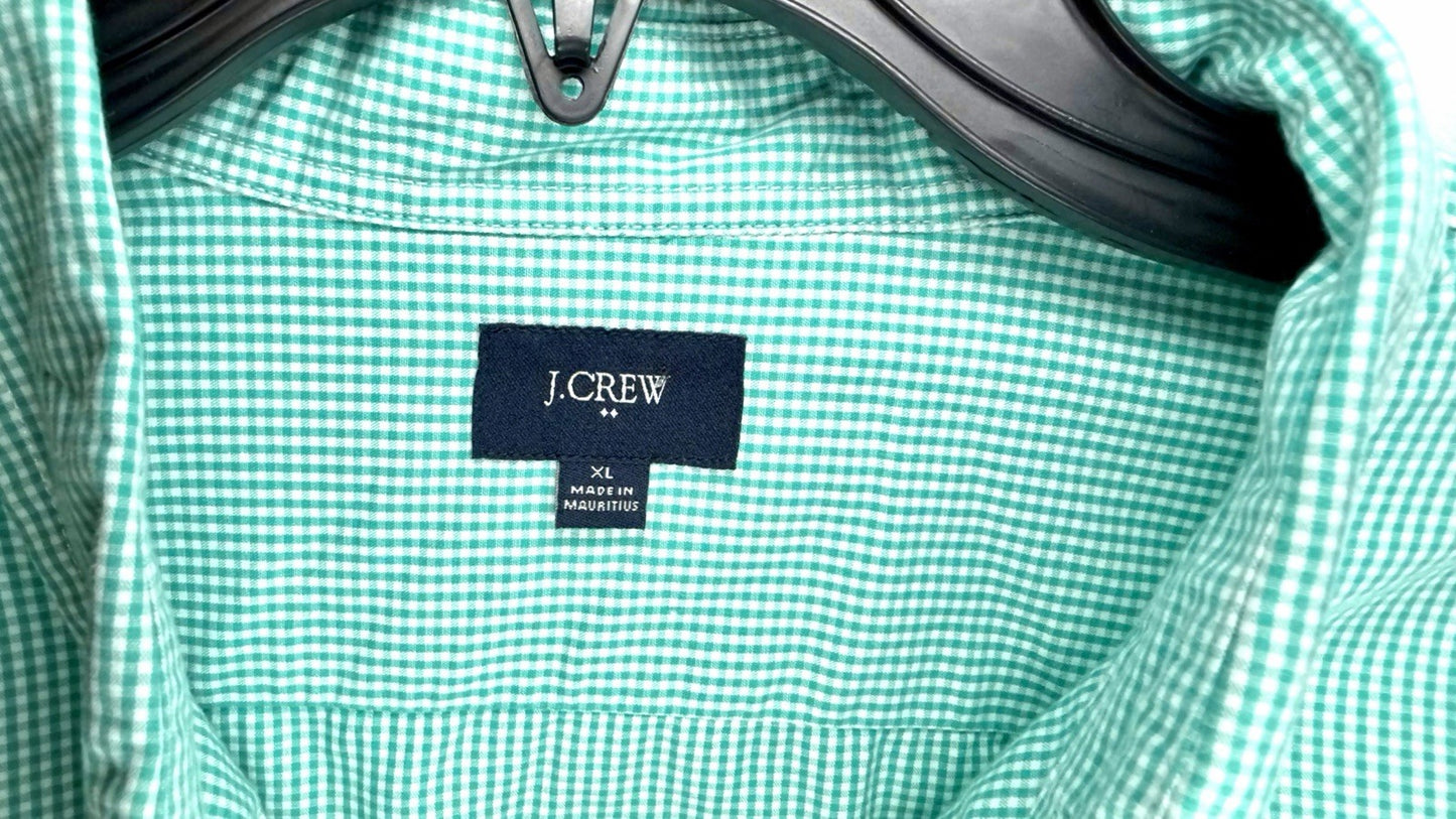 J.Crew Shirt Men's Sz  XL Green Purple Gingham 120's 2 Ply Long Sleeve Button Up