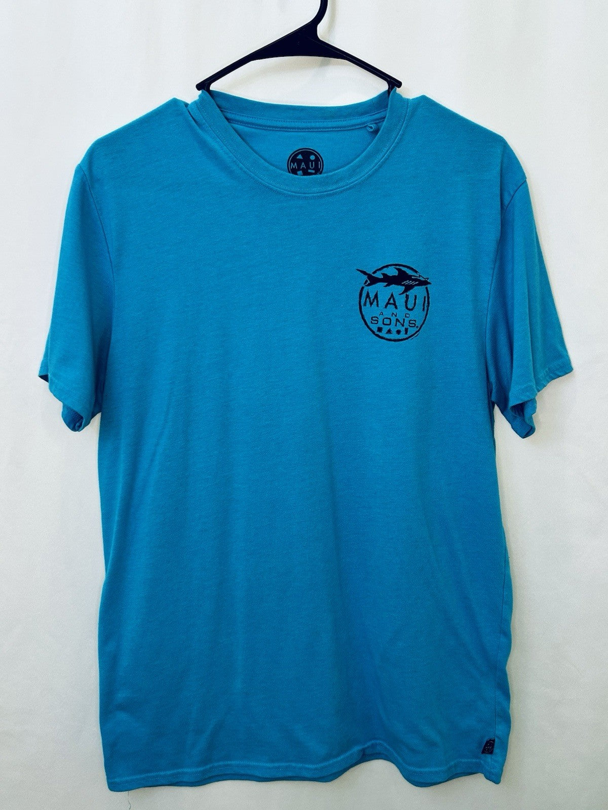 Maui & Sons (M) Medium Mens T-Shirt Ocean Blue Graphic Tee
