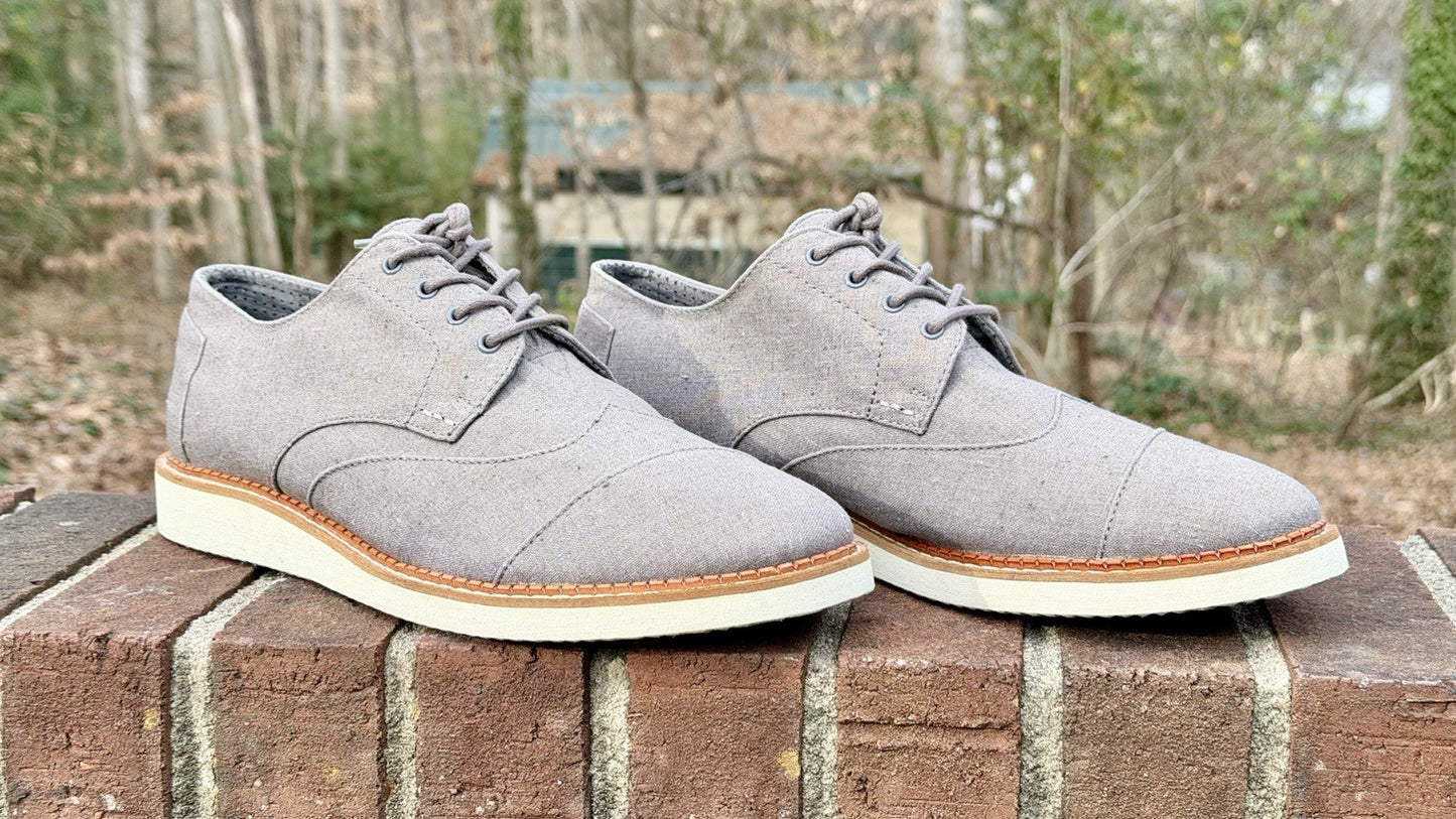 TOMS Brogue Oxford Men’s Size 11 - Dary Gray Leather/Washed Canvas - New w/o Box