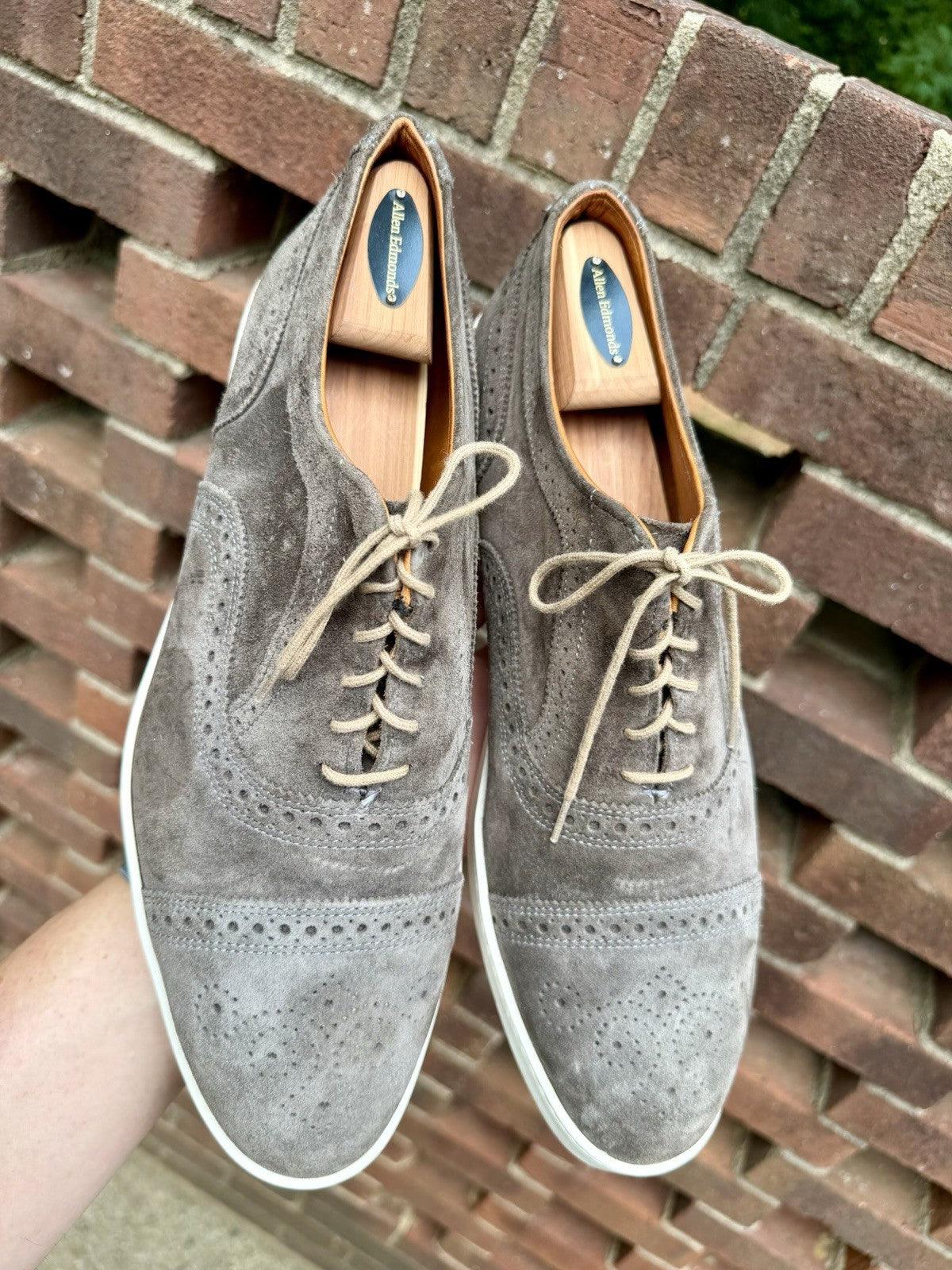 Allen Edmonds Strand Sneaker Grey Suede Men’s 12D Oxford Dress Shoes $300+ New