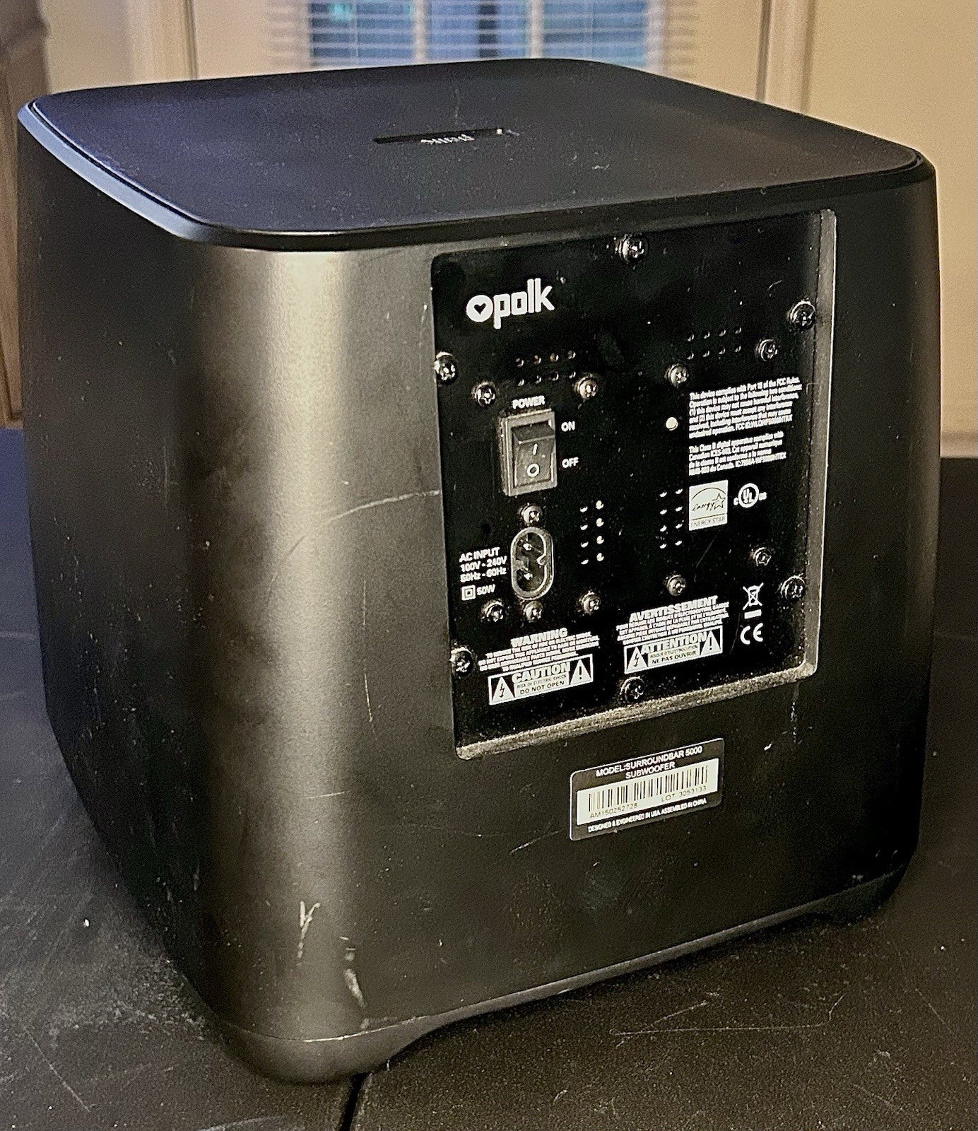 Polk-Audio Surroundbar 5000 Subwoofer Only Black Speaker - Powers On & Works!