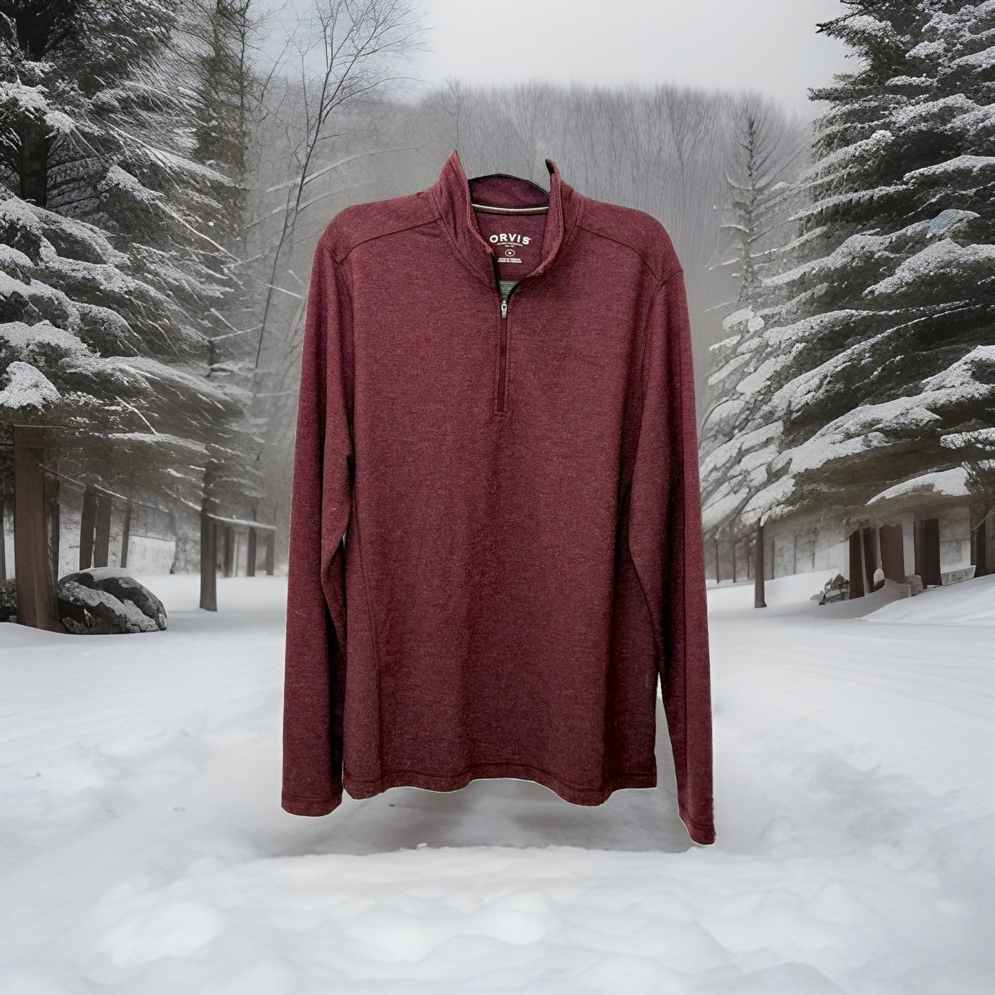 Orvis Men's Med Classic Collection French Terry Quarter-Zip Pullover Sweatshirt