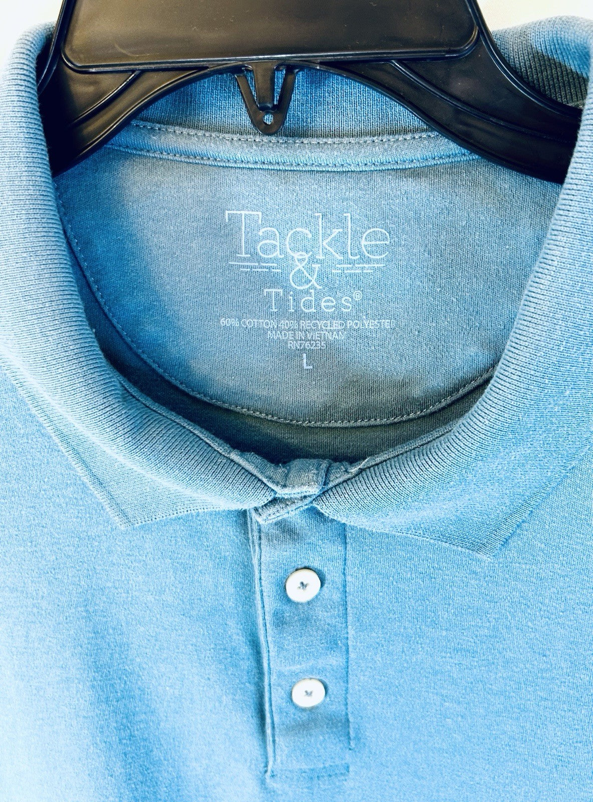 TACKLE & TIDES Mens Ribbed Collar S/S Polo Shirt / Royal Blue / Men’s Large