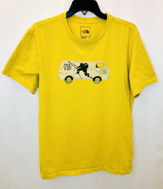 The North Face Shirt Mens L Large Yellow Graphic Pack Climb Ski Camping Hiking