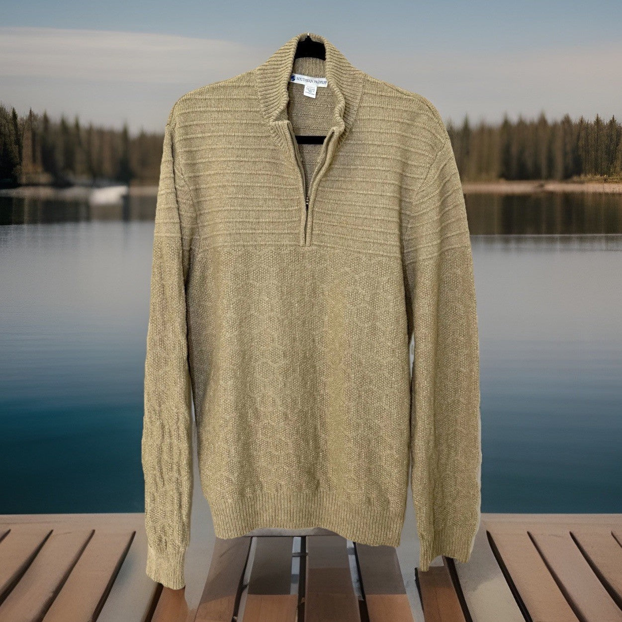 Southern Proper Men's Textured 1/4 Zip Sweater Size XL