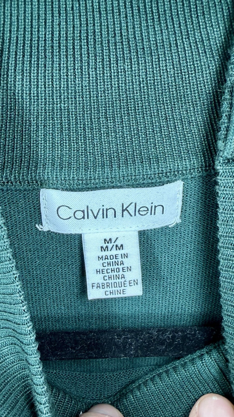 Calvin Klein Womens Turtleneck Dark Green Sweater Long sleeve M Gold Buttons