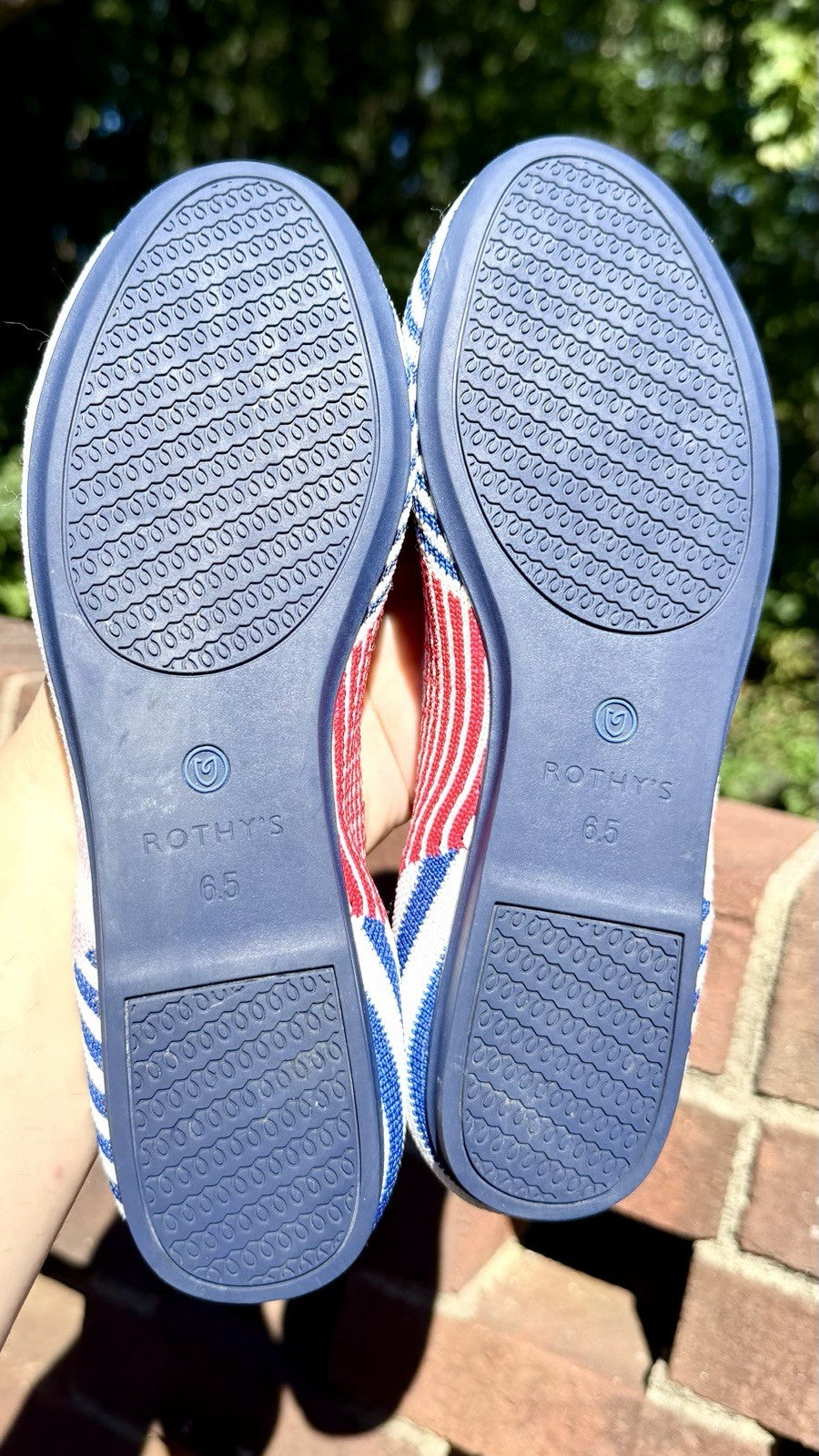 NWOT ROTHY’S Pink Mixed Stripe Flat Rare Retired Size US 6.5