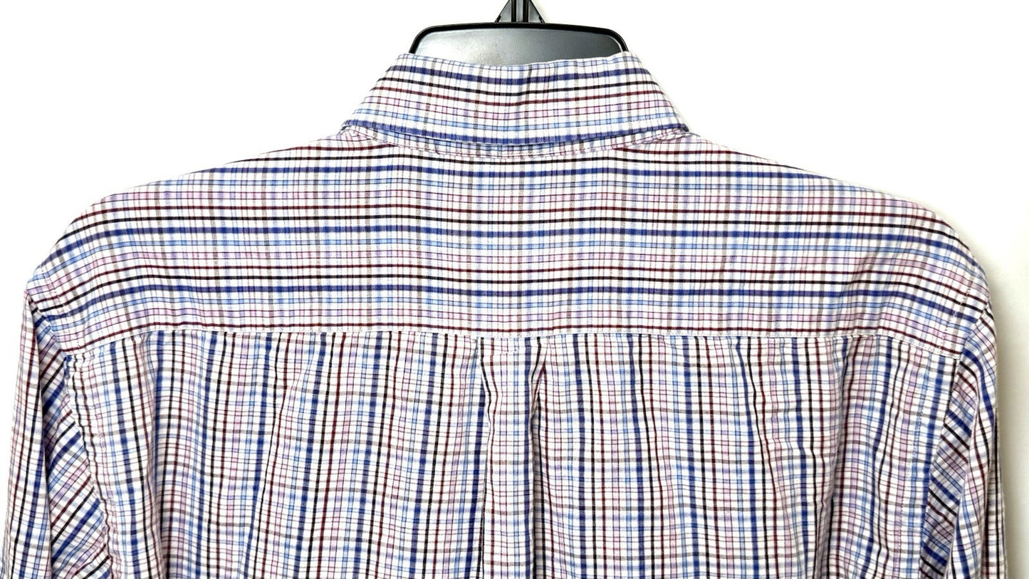 Southern Lure Shirt Men Large Long Sleeve Button Up Red White Blue Check w Logo