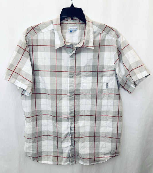 Men's XL Columbia Sportswear Short Sleeve Plaid Cotton Button Down Shirt