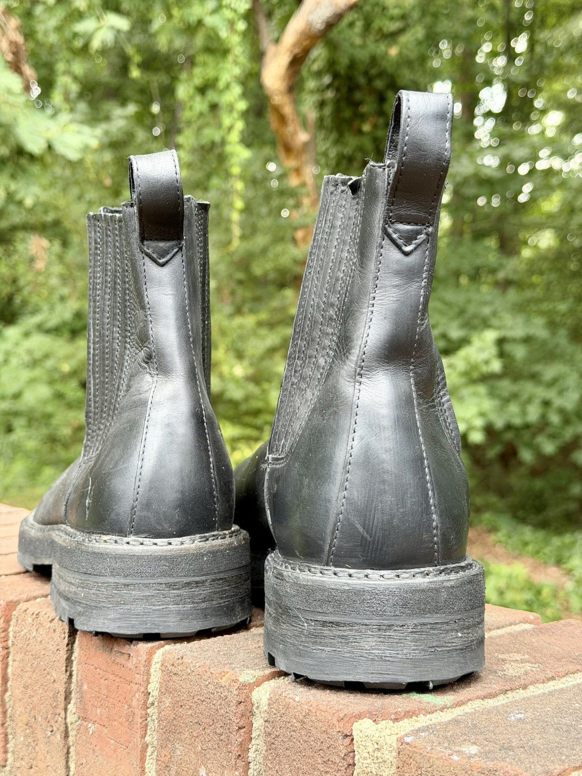 AllSaints Bloom Men's Chelsea Boots Washed Black Leather Lug Sole Size 46 US 13