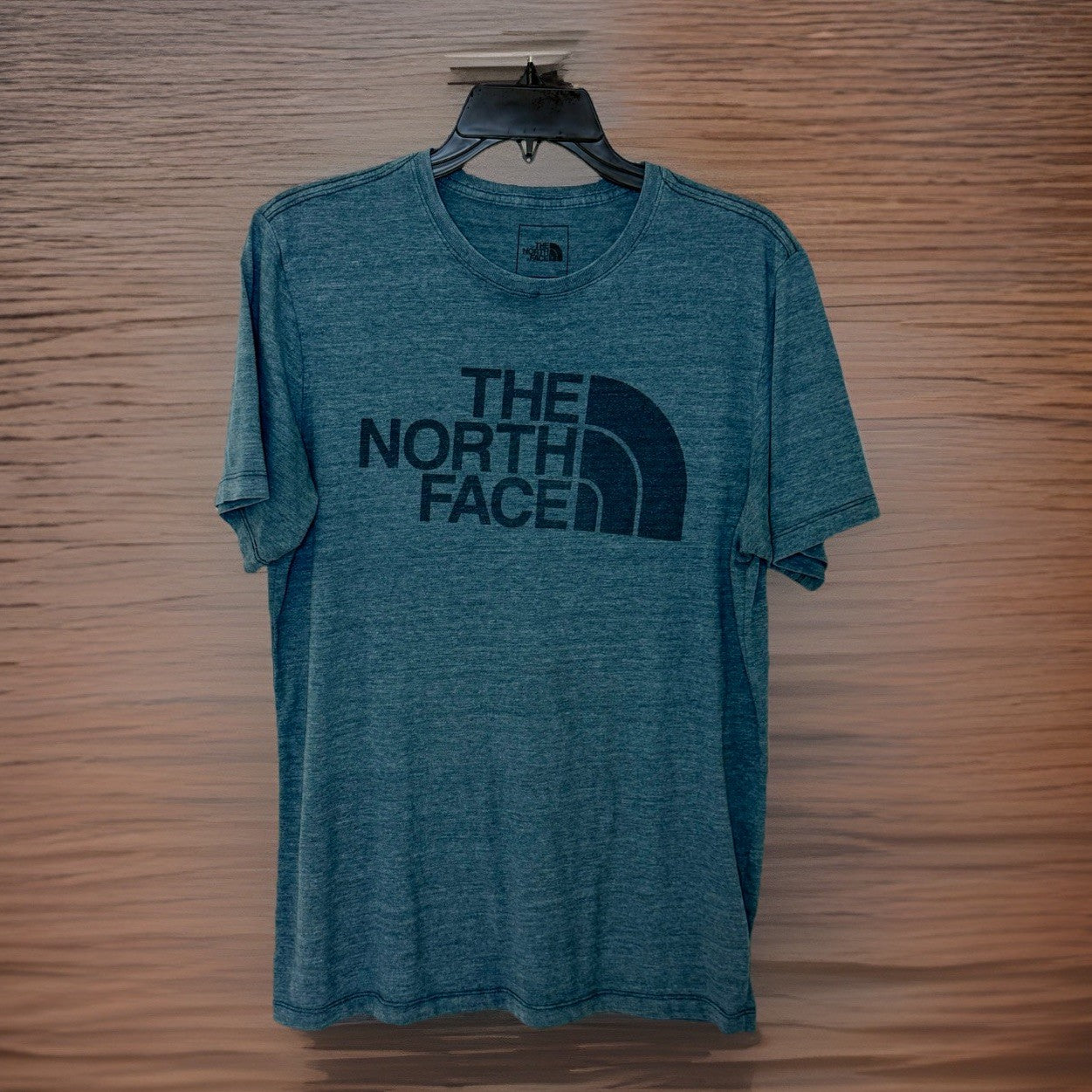 The North Face Mens Logo Heather Gray/Blue T Shirt Medium