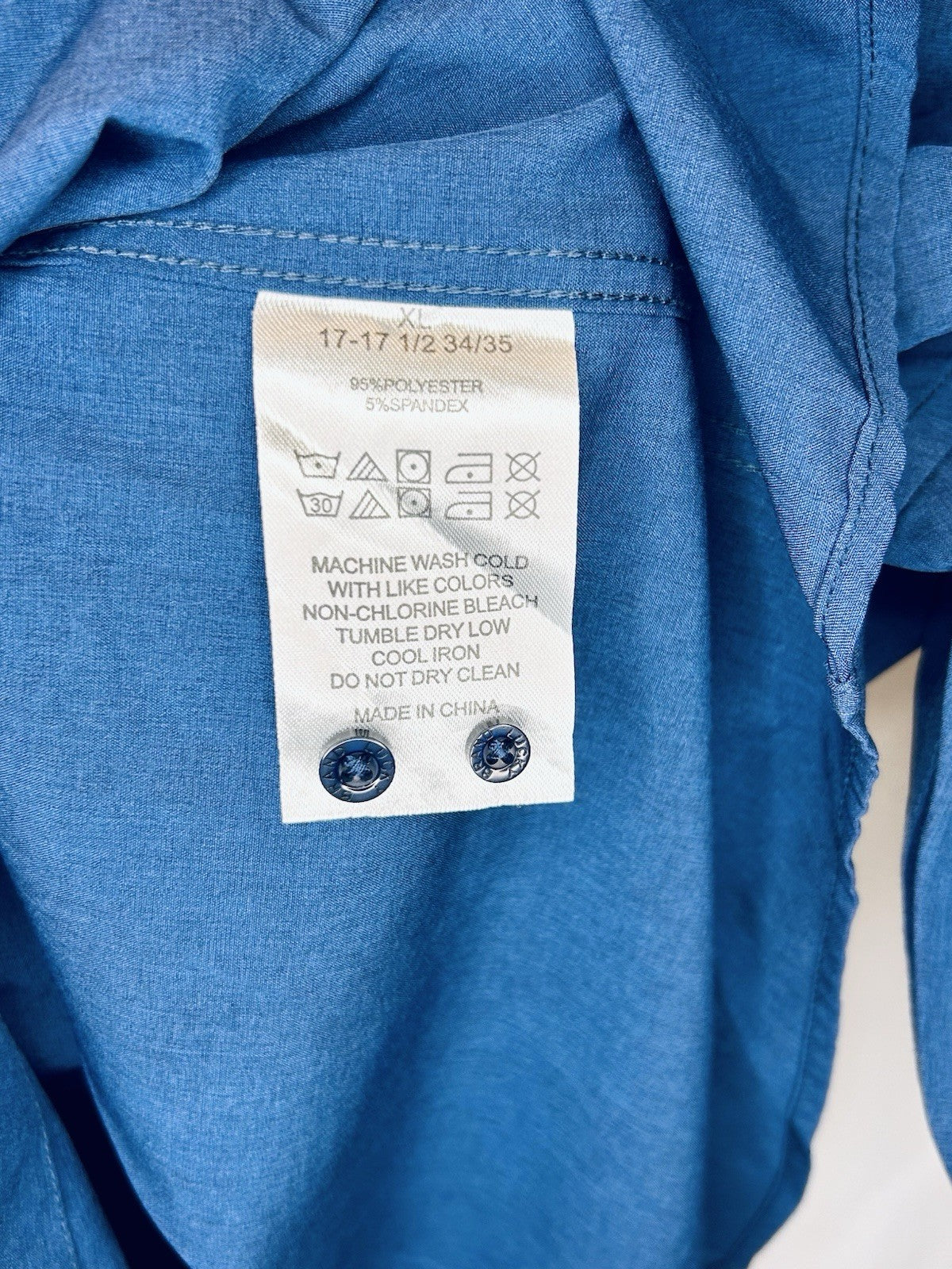 Lucky Brand Blue 4 Way Stretch Button Down Shirt Slim Fit Size XL 17-17.5 34/35