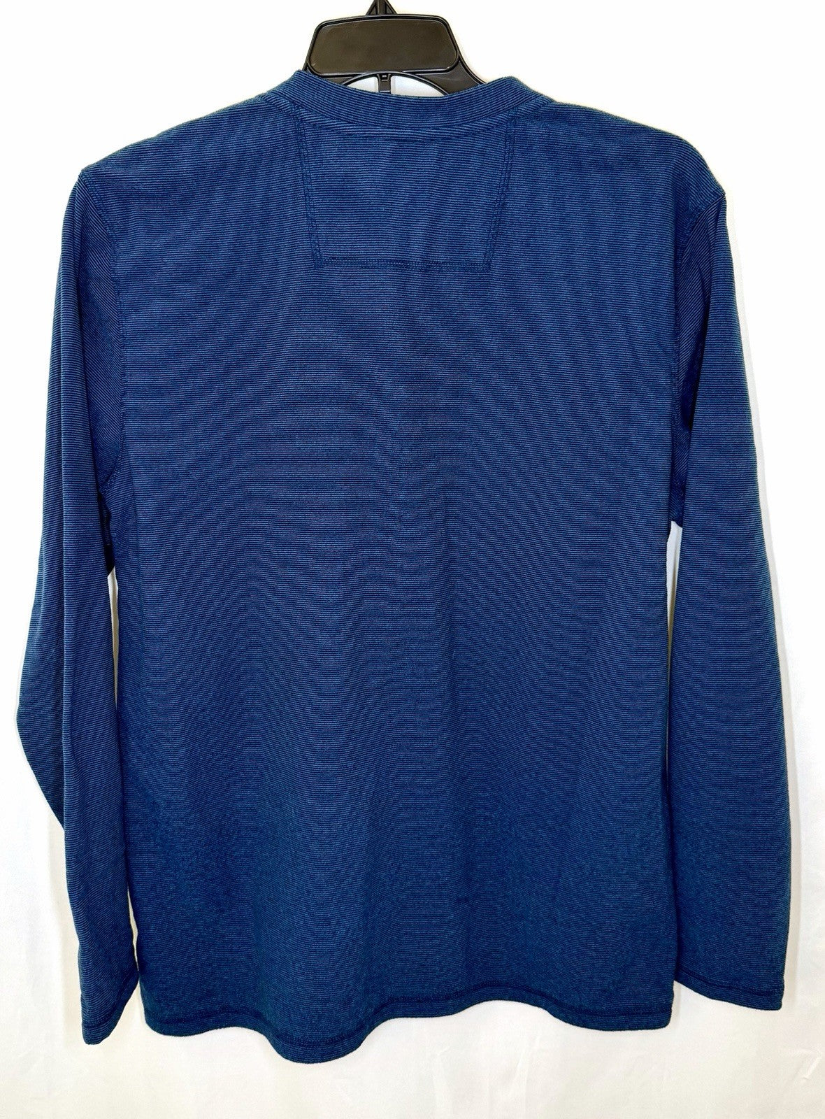 LL Bean Slightly Fitted Waffle Henley Blue Long Sleeve Thermal Shirt Large Reg