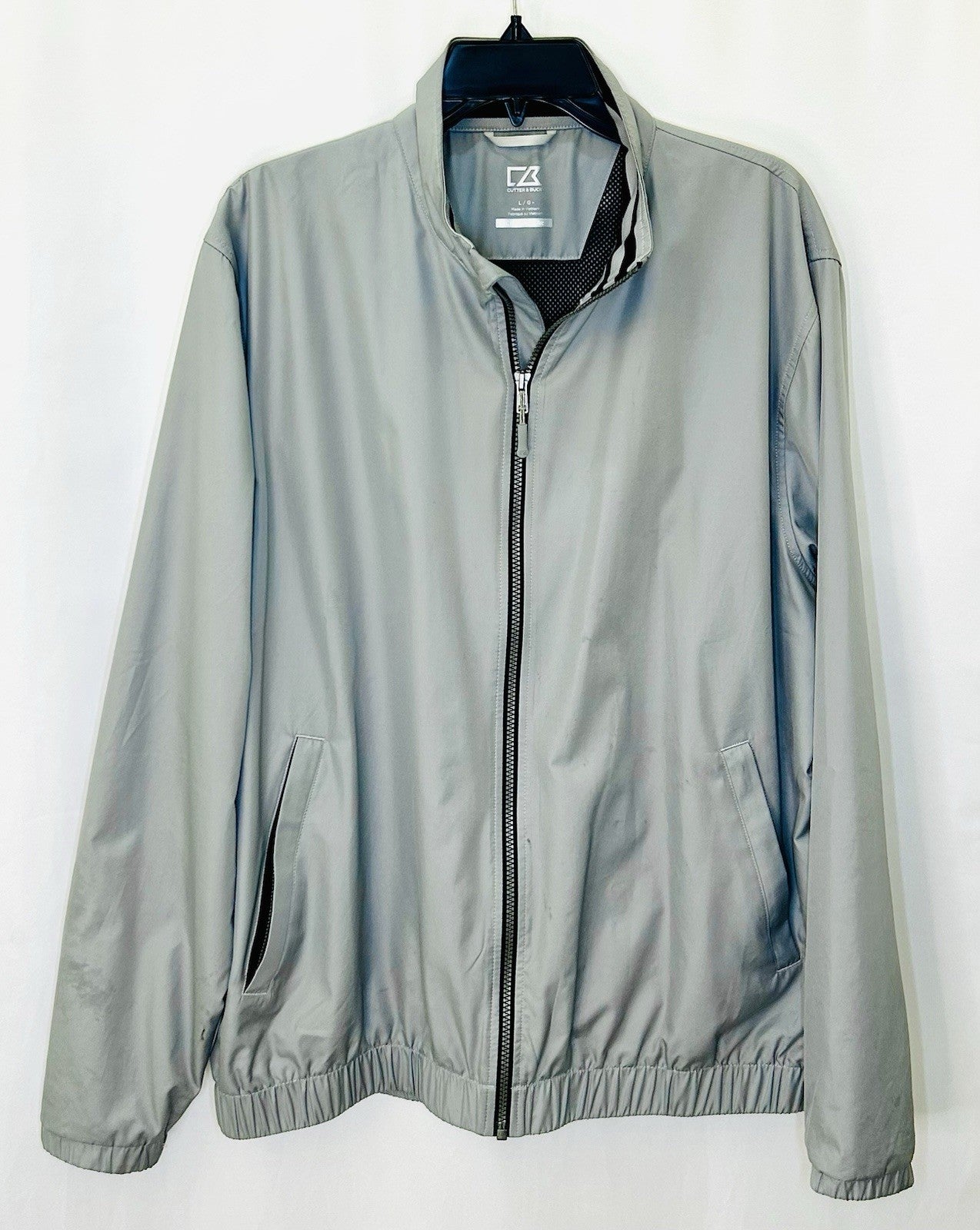 CUTTER BUCK CB WeatherTec ZipUp Windbreaker Gray Vented Wind Resistant  SZ Large