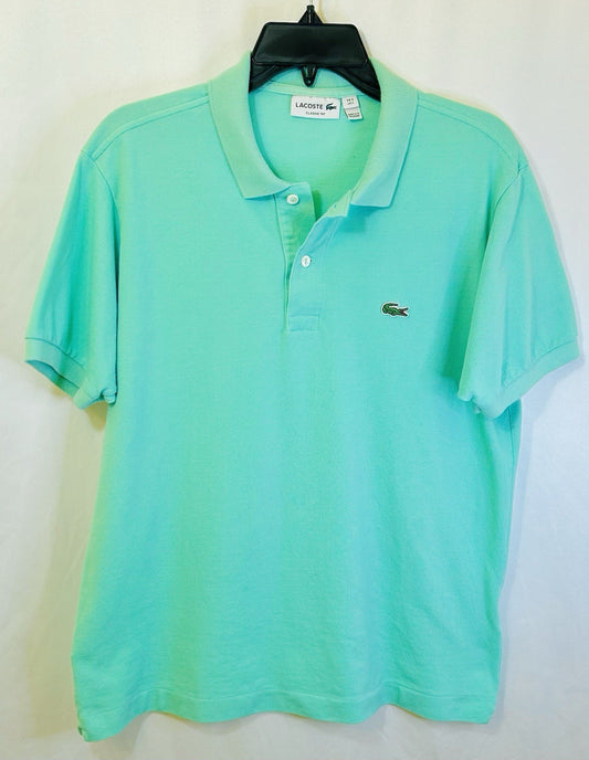 Lacoste Shirt Men's Large Lime Green Regular Fit Crocodile Short Sleeve