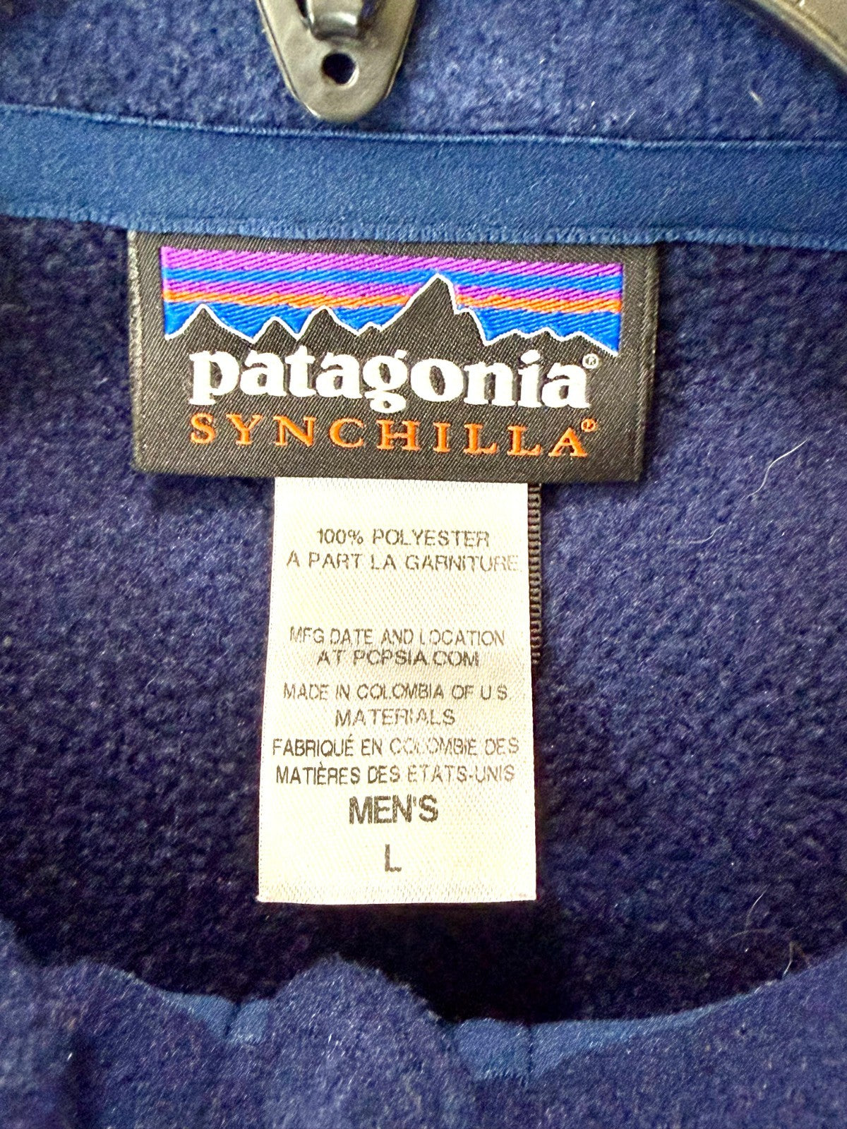Patagonia Men's Large Blue Simple Synchilla Full Zip Fleece Jacket