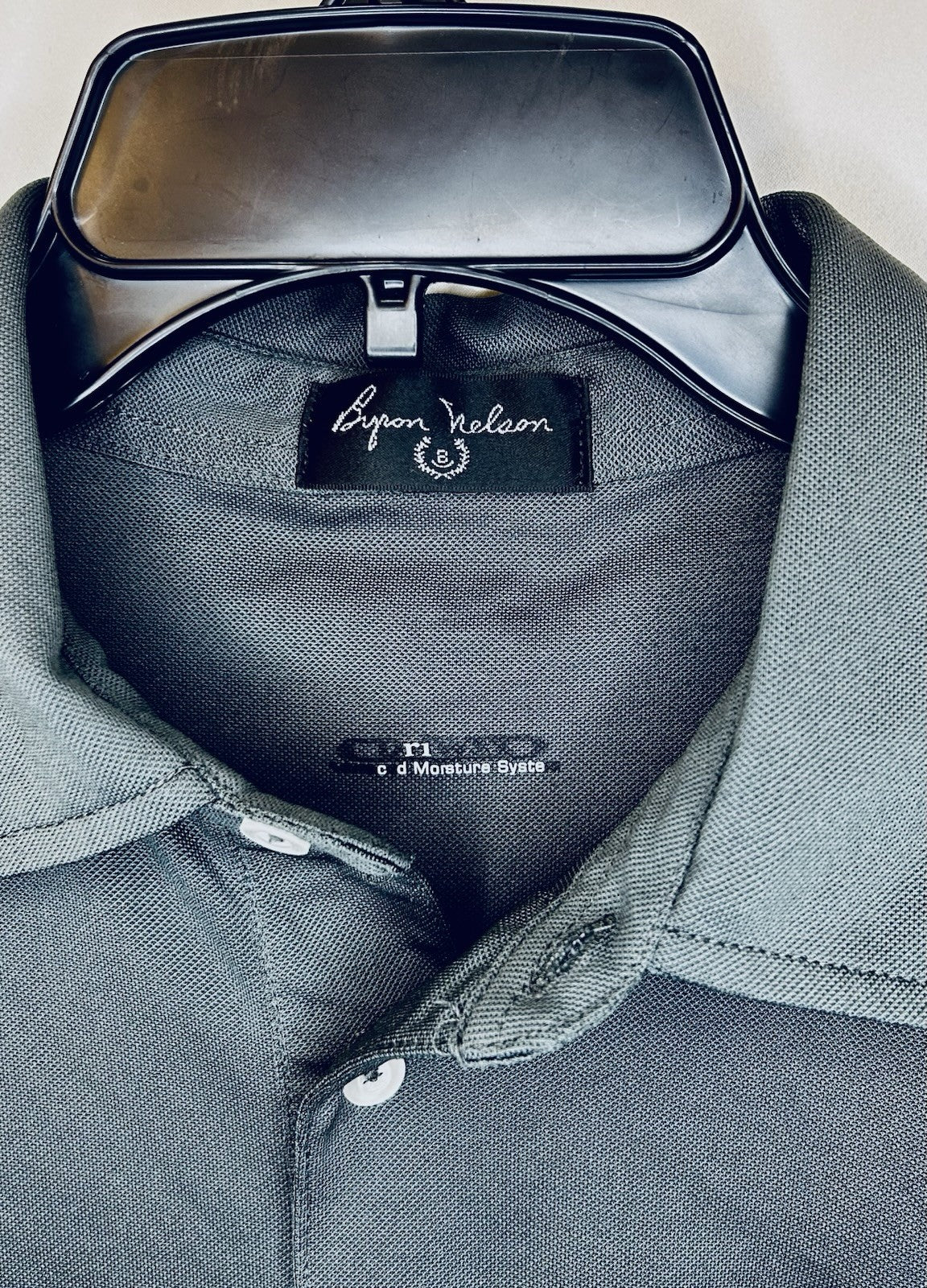 Men's Byron Nelson Basic Collared Solid Black  Polo Shirt Size Large